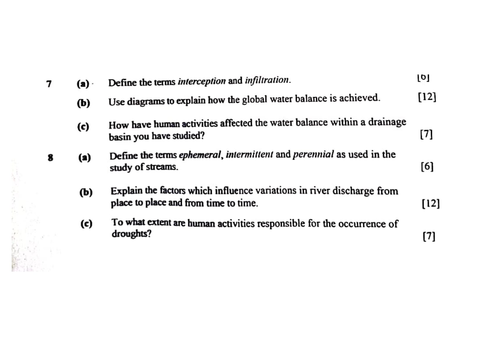 First page of O-Level Geography Hydrology Revision Pack Zimbabwe