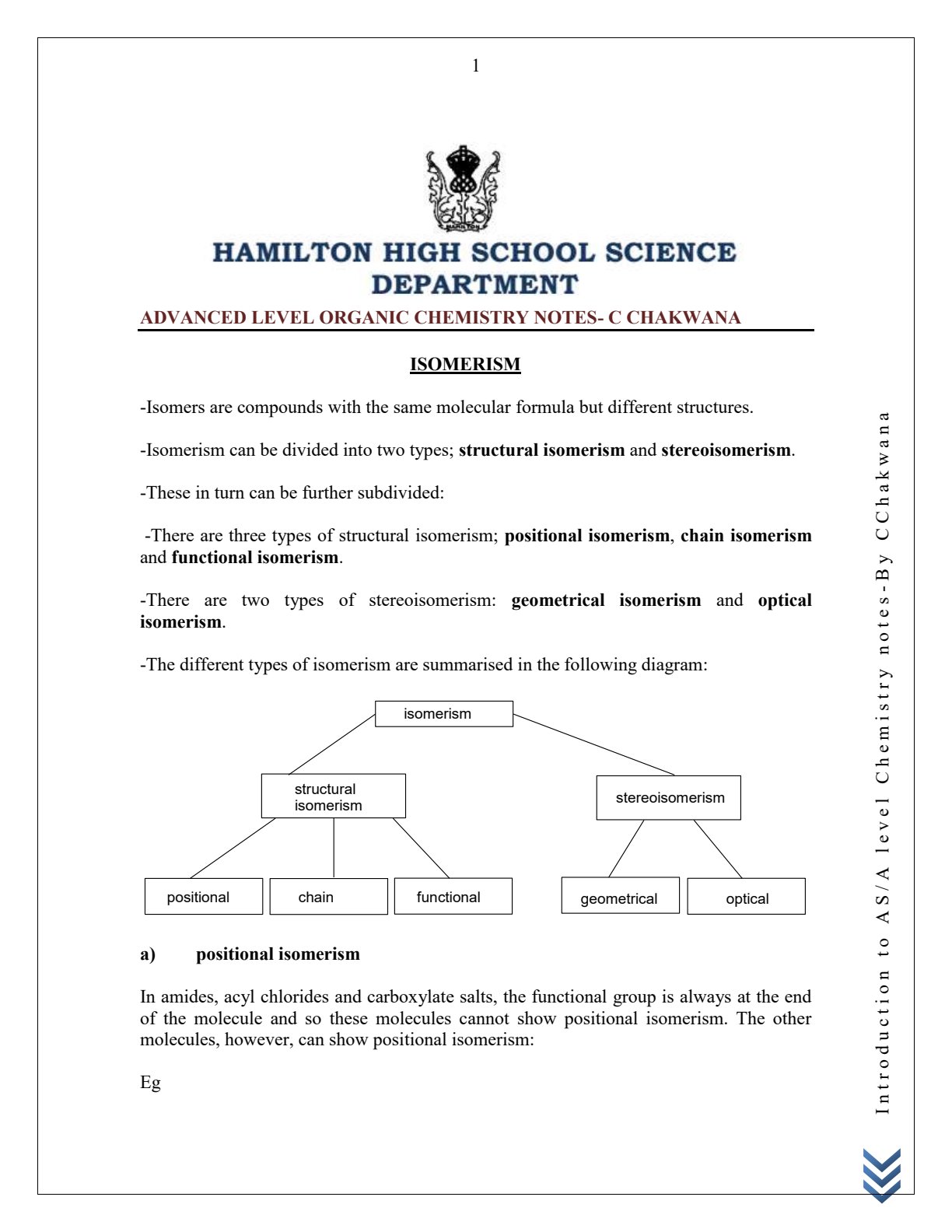 First page of Organic Chemistry Notes