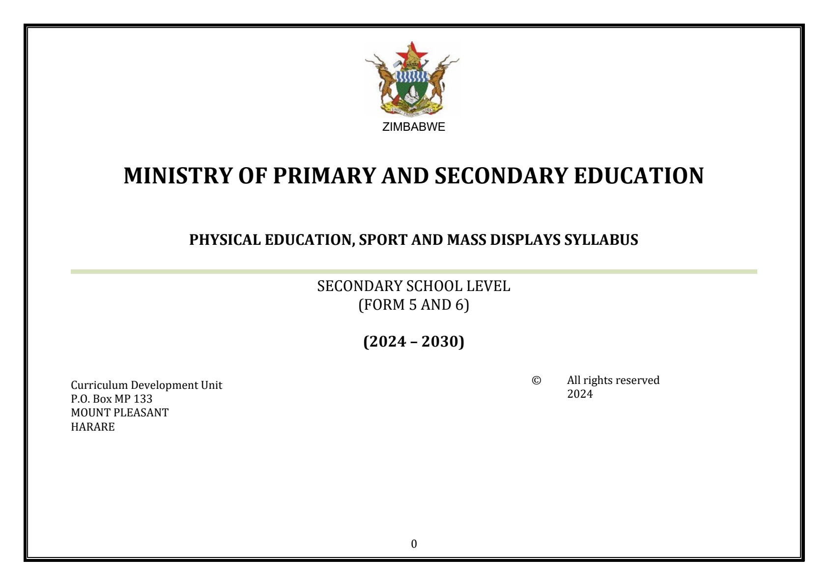 First page of Physical Education, Sport and Mass Displays Syllabus