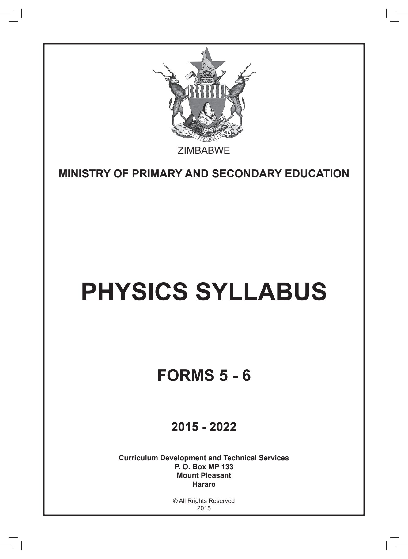 First page of Physics Syllabus