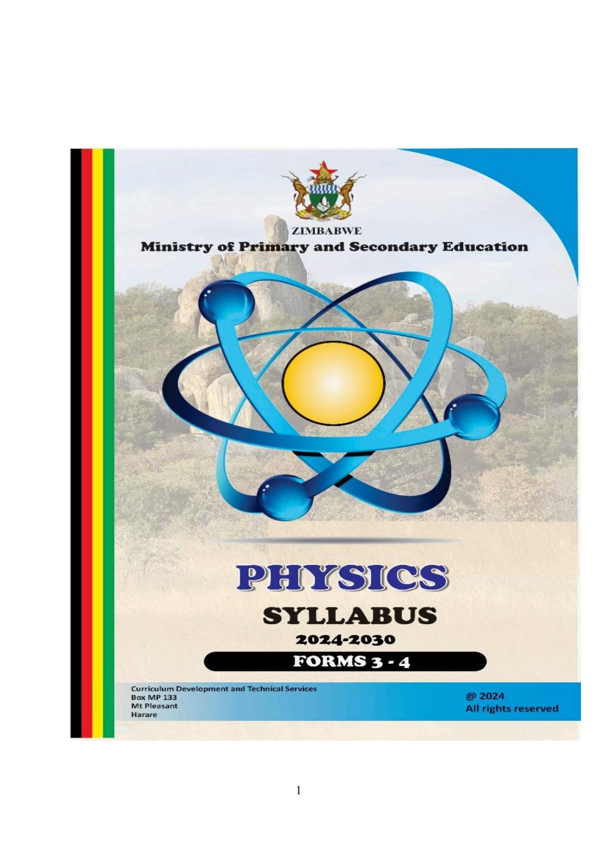 First page of Physics Syllabus Forms 3-4 2024-2030