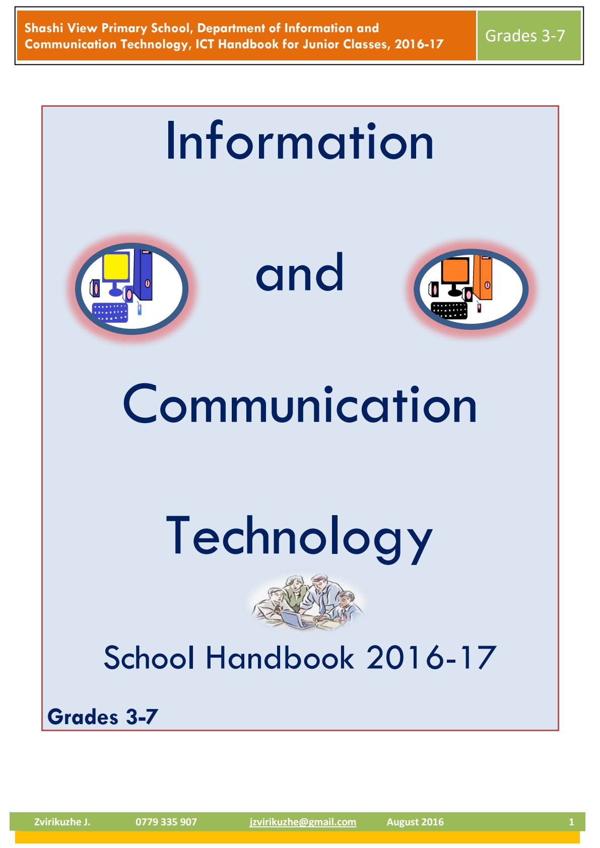 First page of Primary Information and Communication Technology 2016 Study Guide