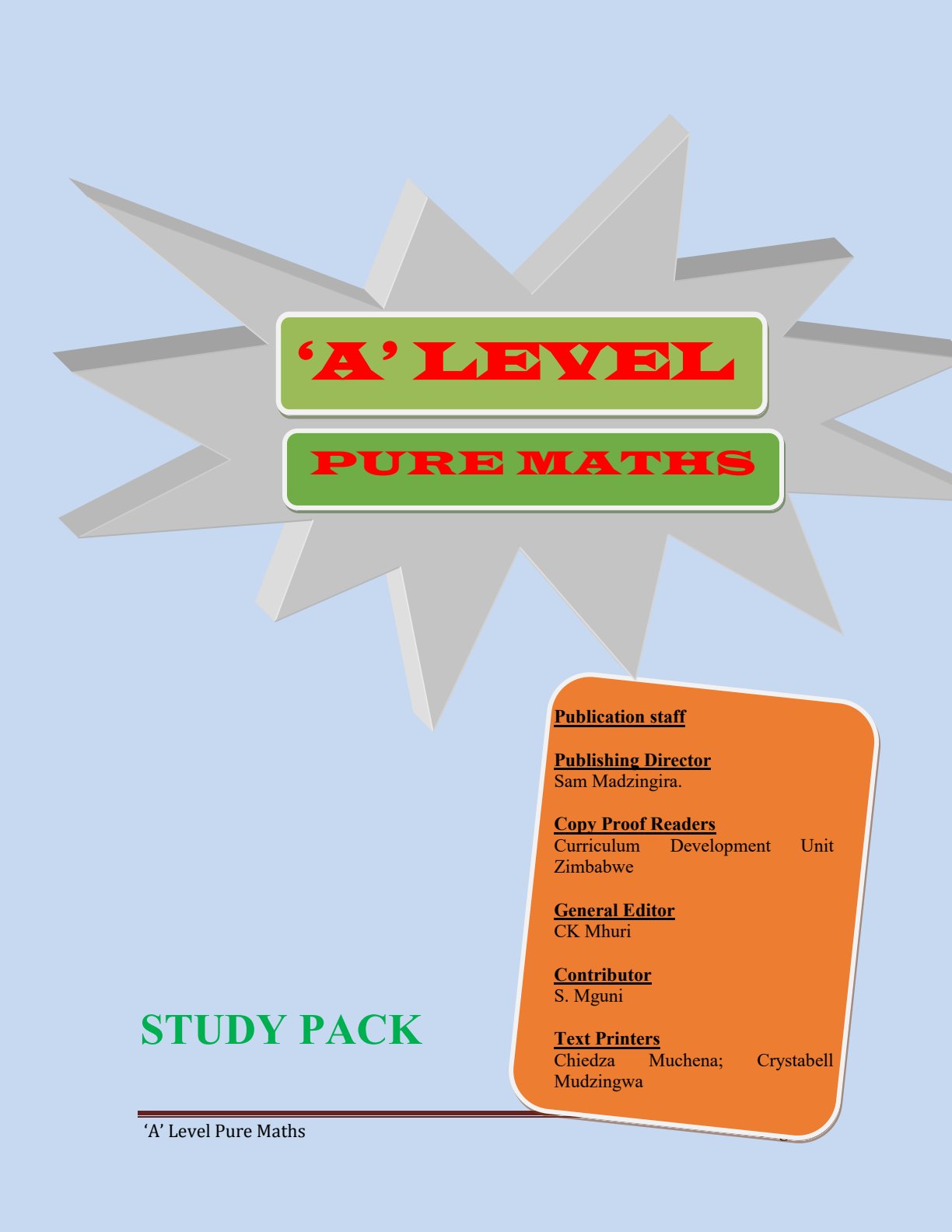 First page of Pure Mathematics Study Pack