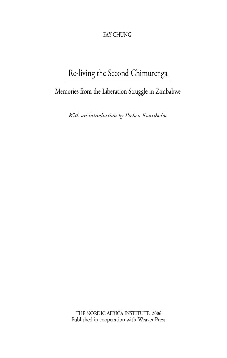 First page of Re-living the Second Chimurenga: Memories from the Liberation Struggle in Zimbabwe History