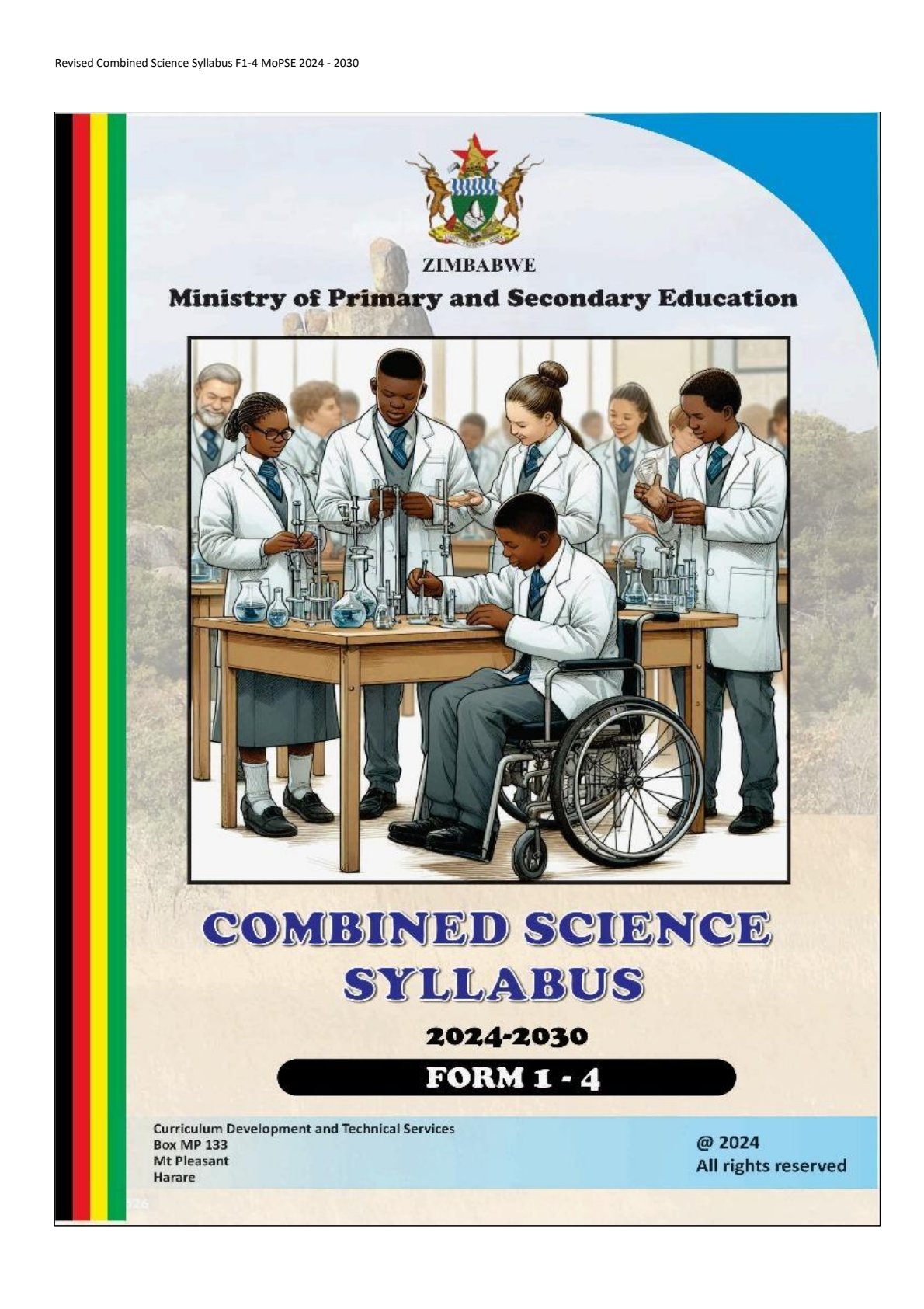 First page of Revised Combined Science Syllabus F1-4