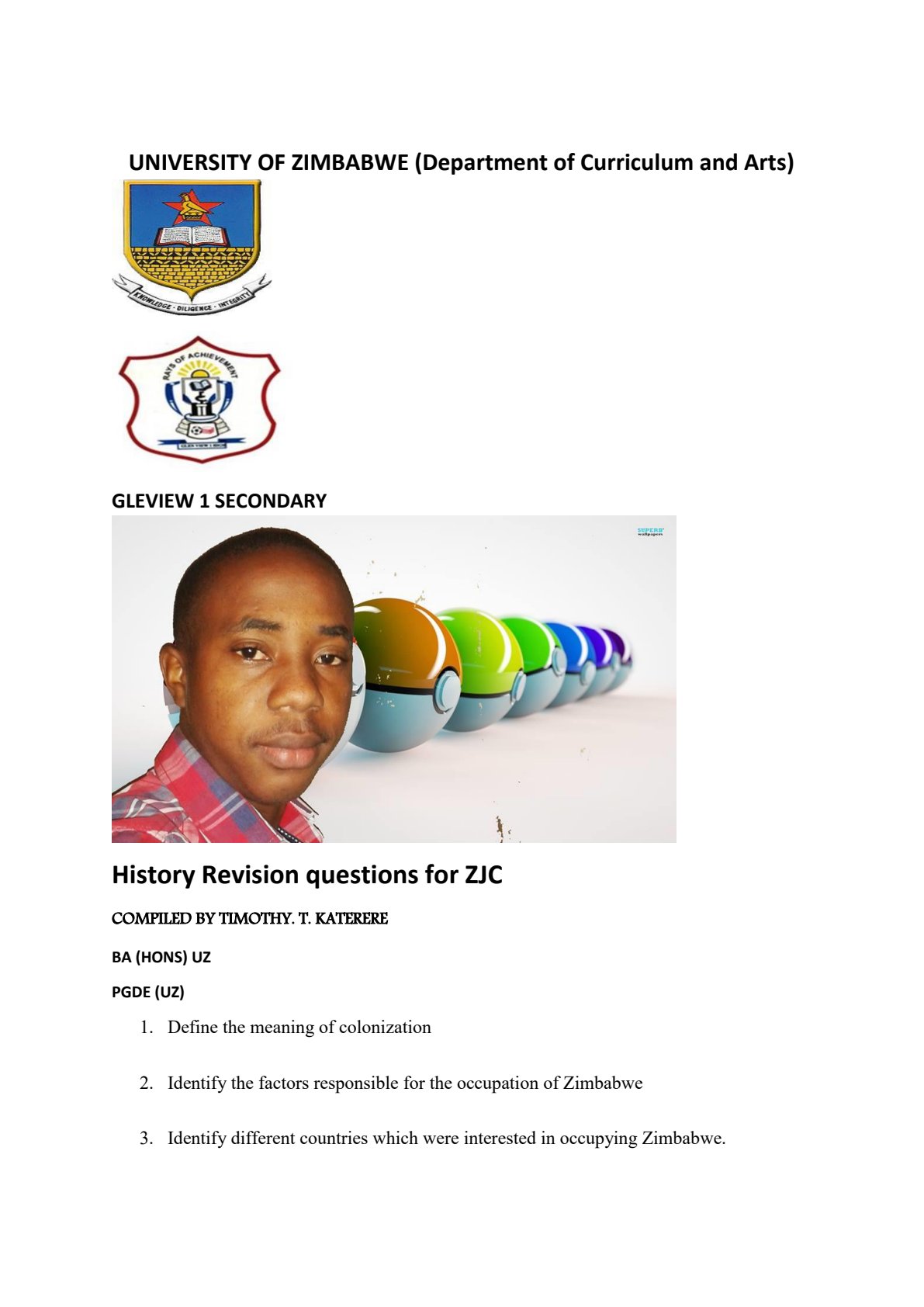 First page of Revision Pack