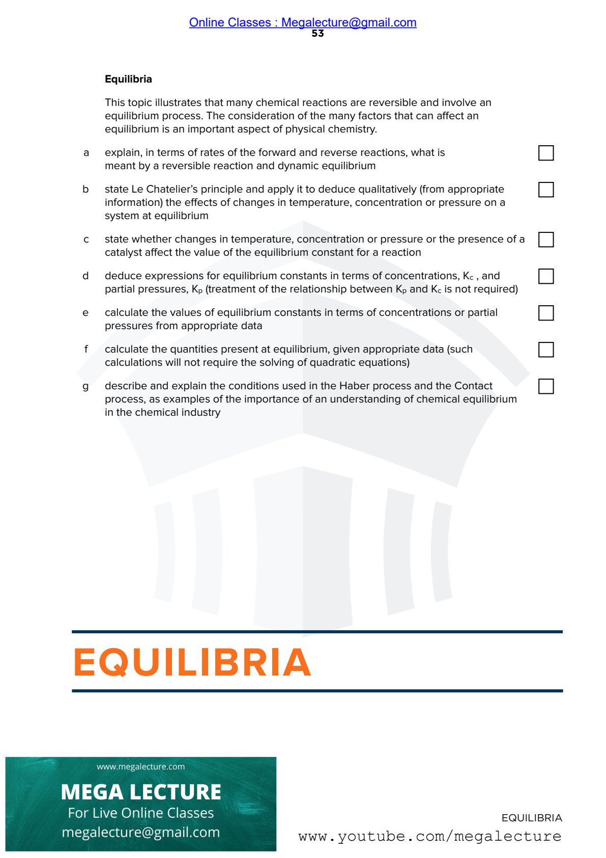 First page of Secondary Chemistry Equilibria Notes Zimbabwe