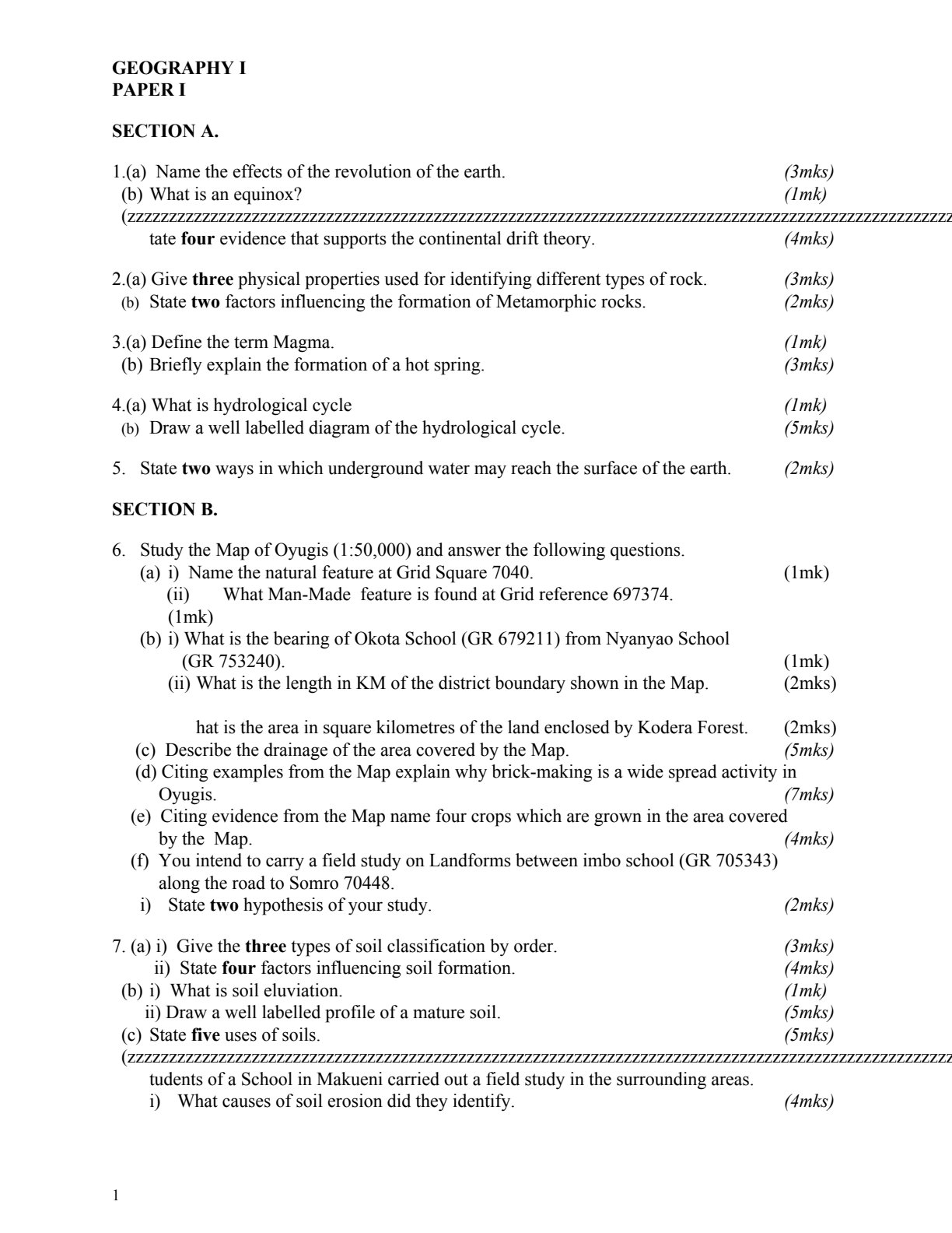 First page of Secondary Geography Revision Pack Kenya