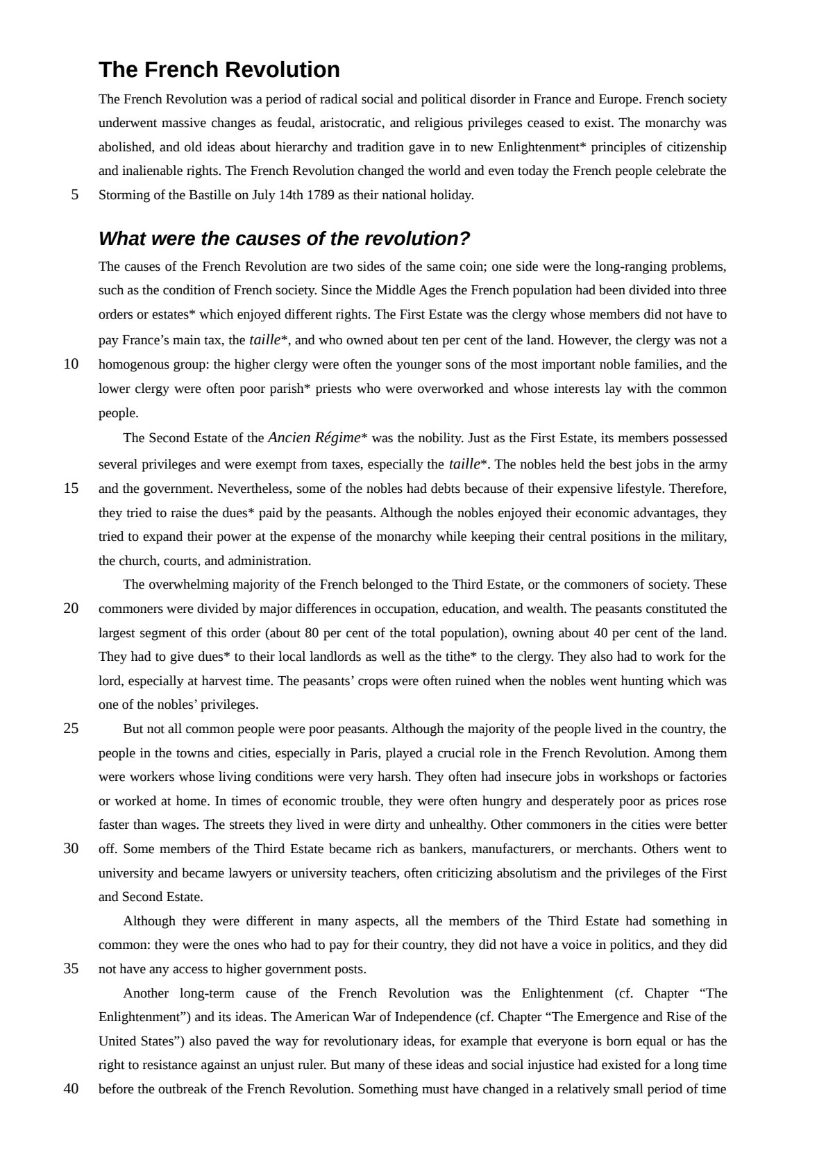 First page of Secondary History French Revolution Notes Zimbabwe