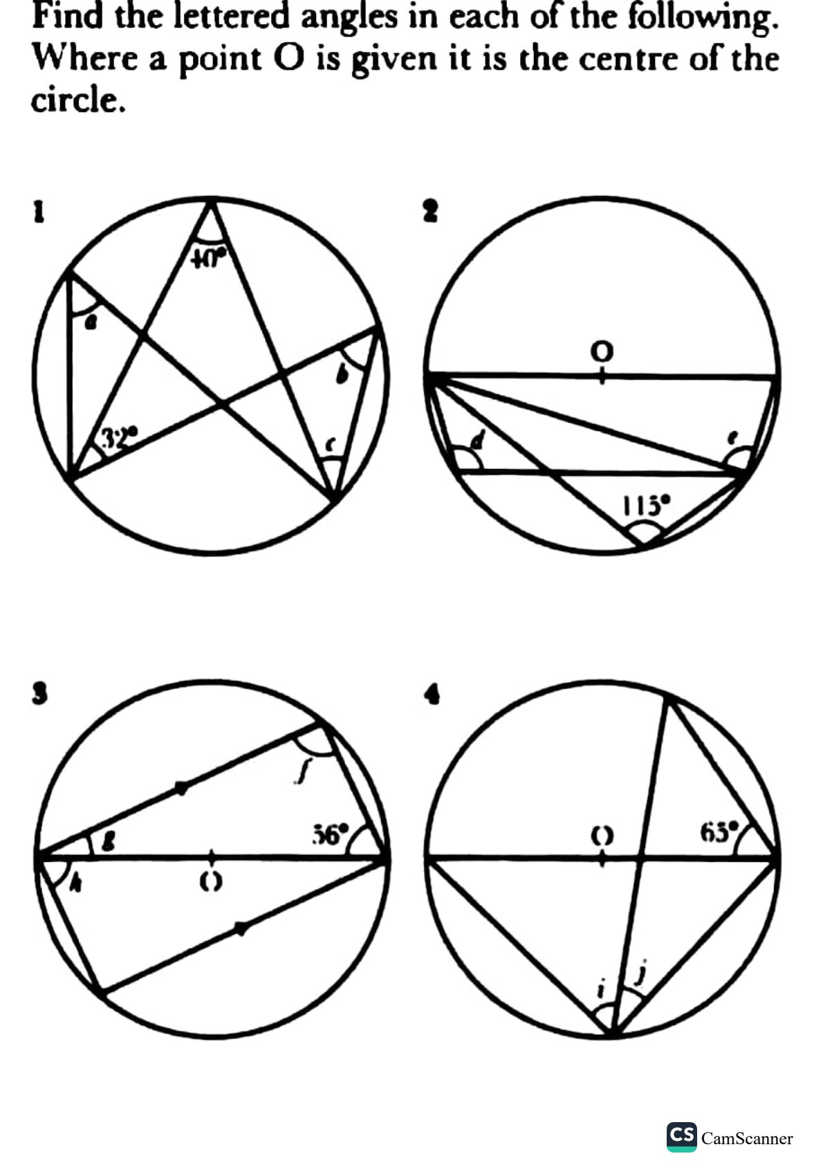 First page of Secondary Mathematics Circle Theorems Worksheet Zimbabwe
