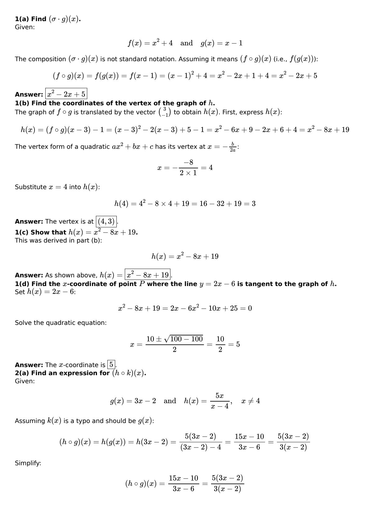 First page of Secondary Mathematics Functions and Quadratics Notes Zimbabwe