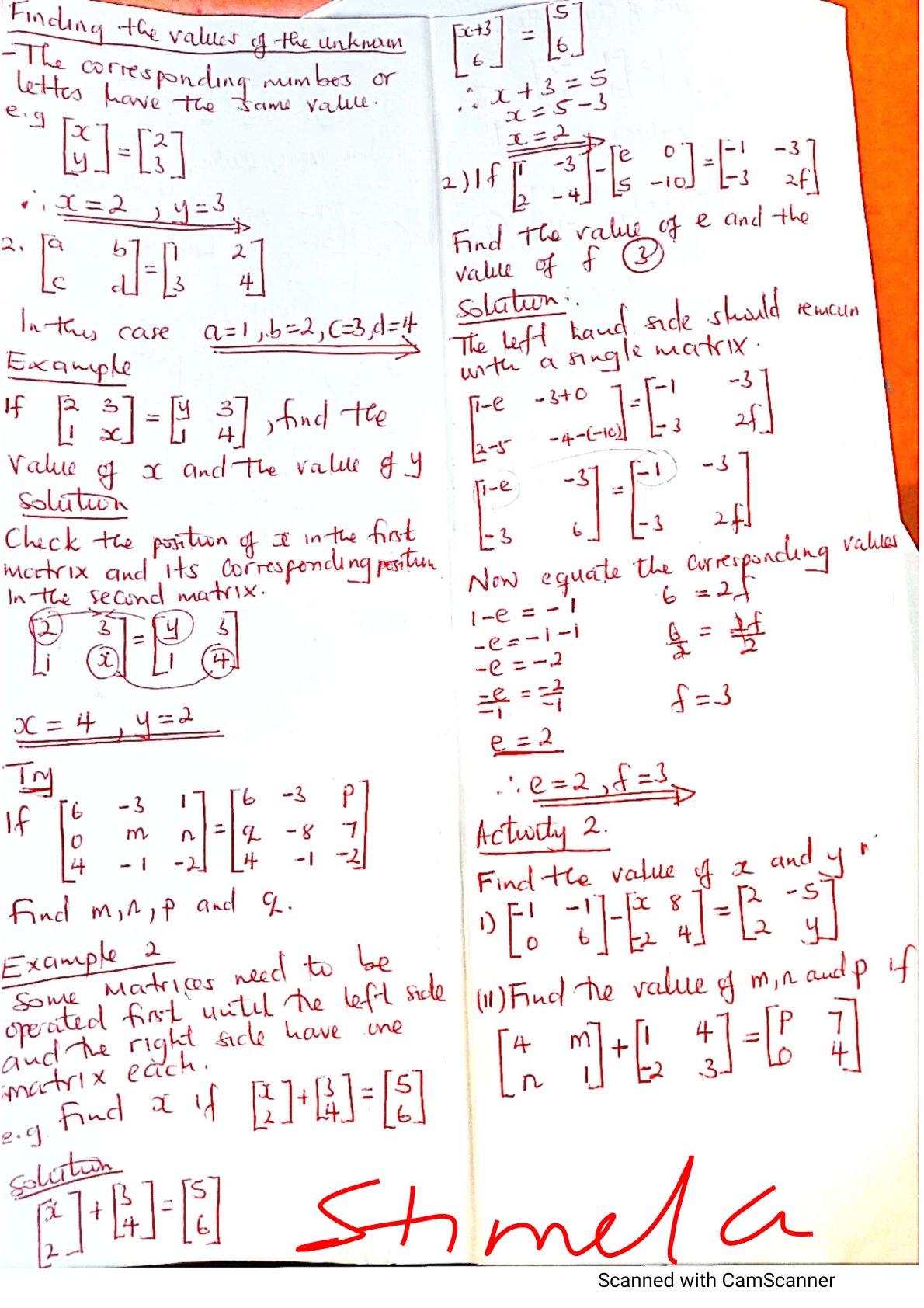 First page of Secondary Mathematics Matrices Worksheet Zimbabwe