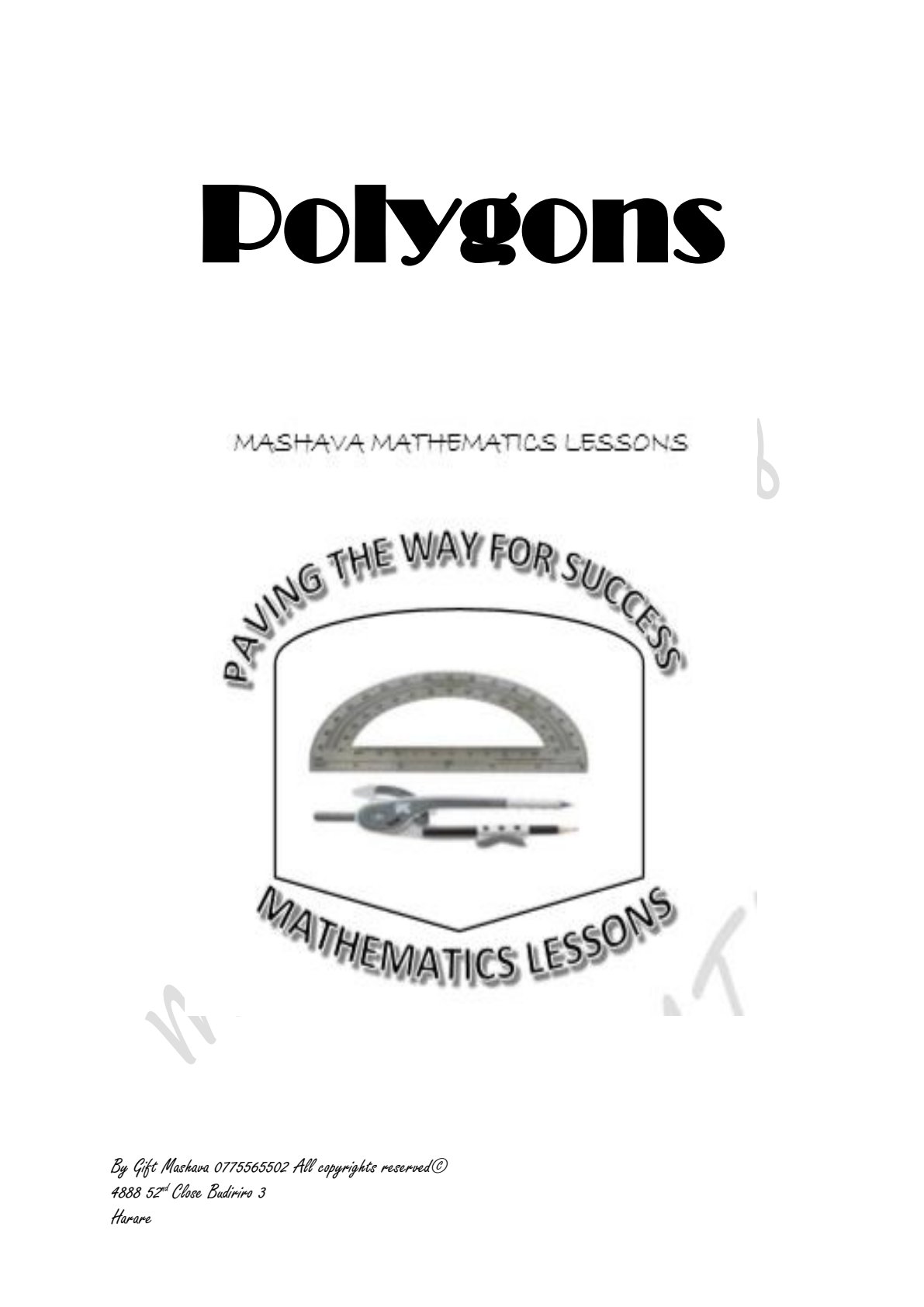First page of Secondary Mathematics Polygons Notes Zimbabwe