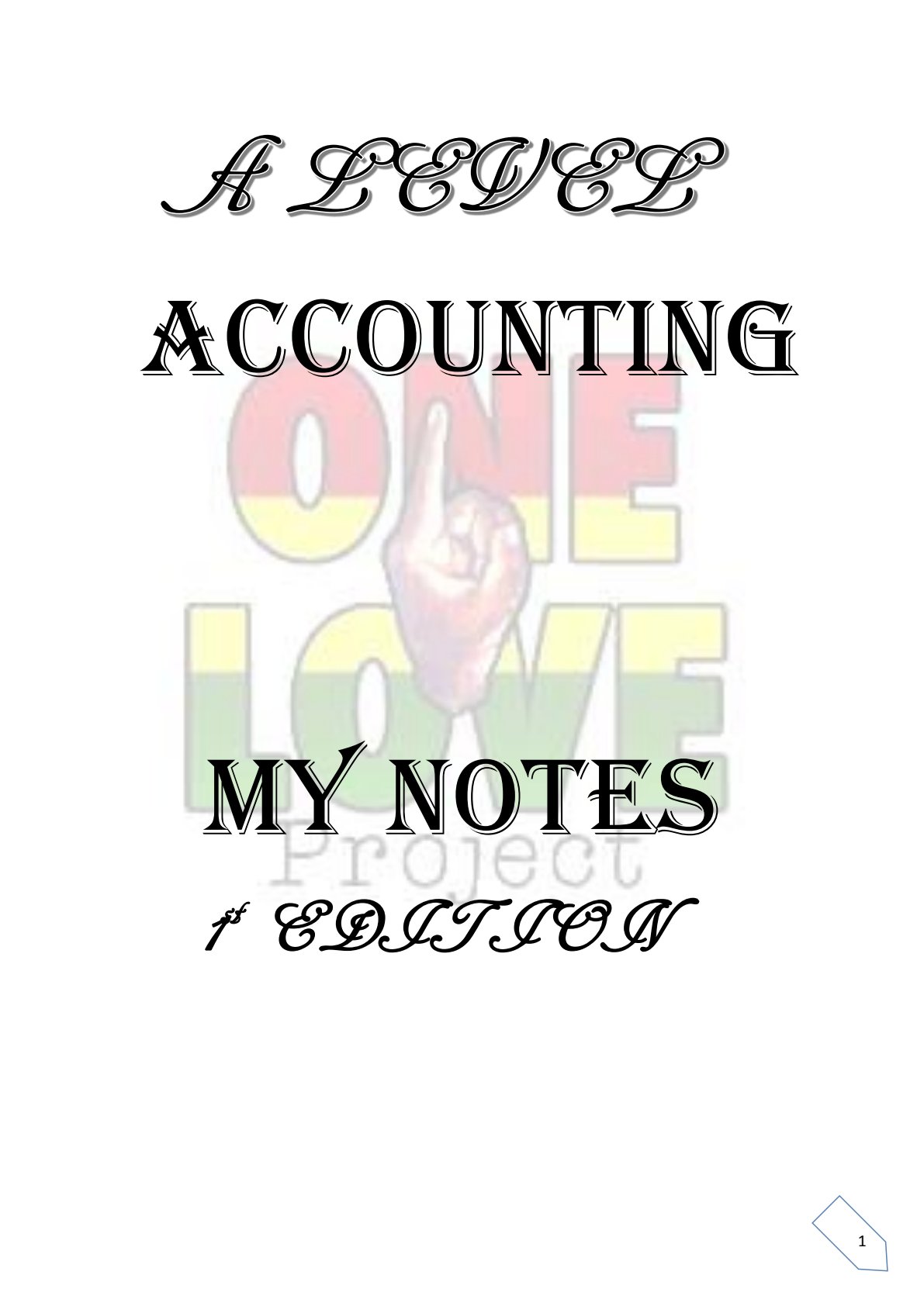 First page of Secondary Principles of Accounts Accounting Notes Zimbabwe