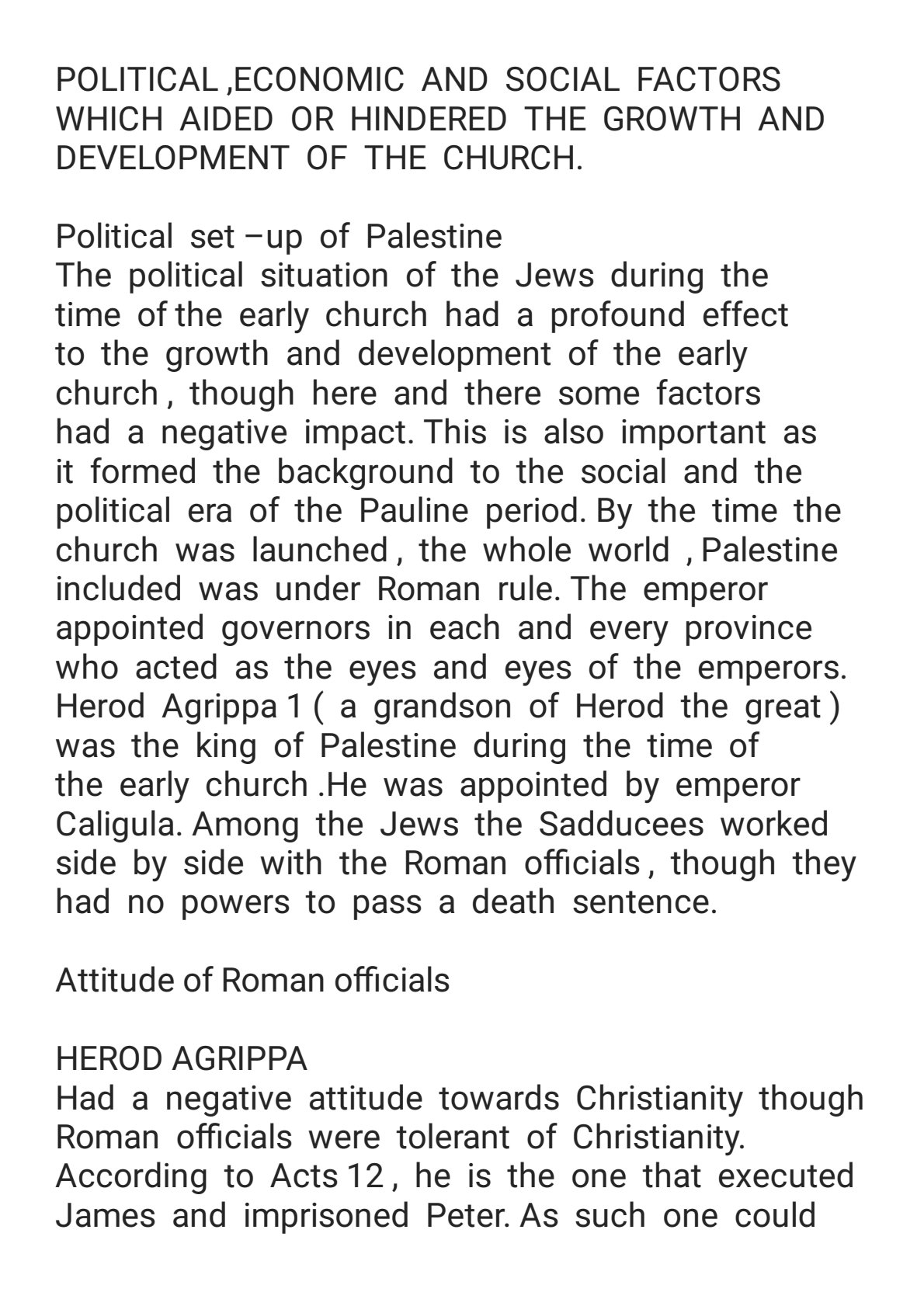 First page of Secondary Religious Studies Political, Economic and Social Factors which Aided or Hindered the Growth and Development of the Church Notes Zimbabwe