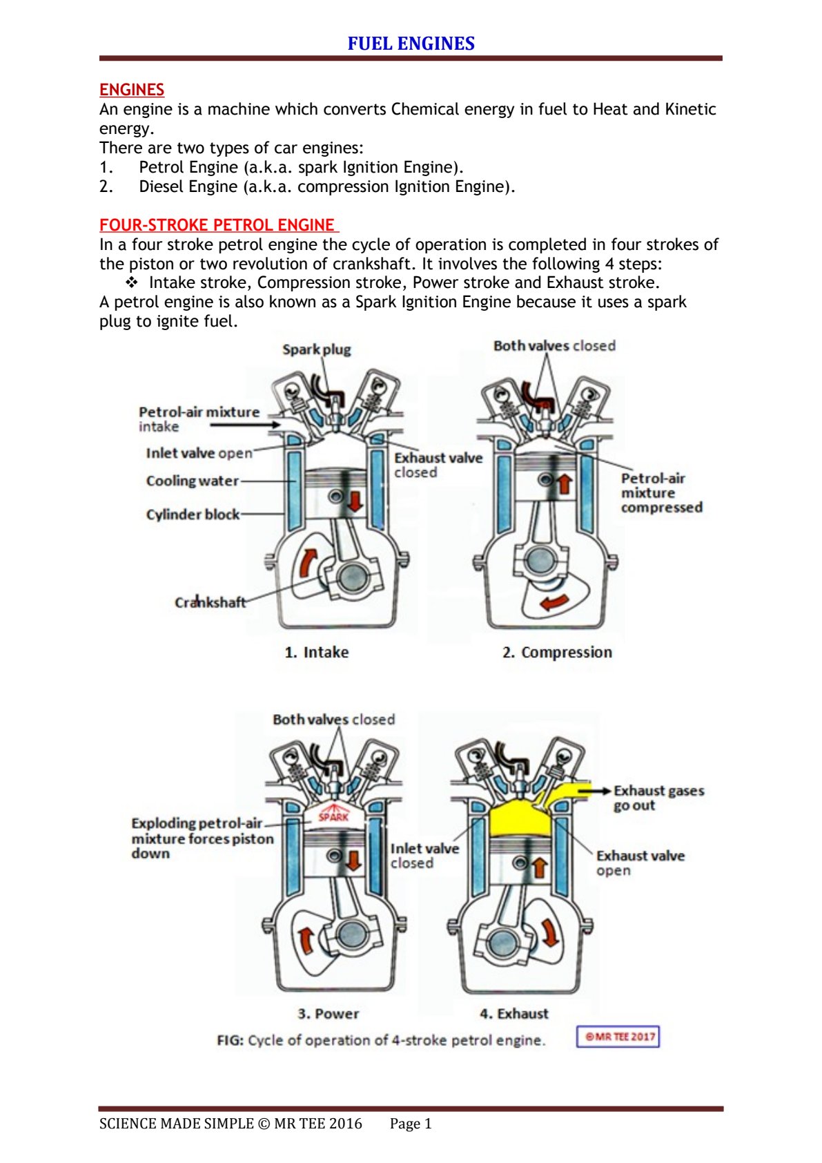 First page of Secondary Science Engines Notes Zimbabwe