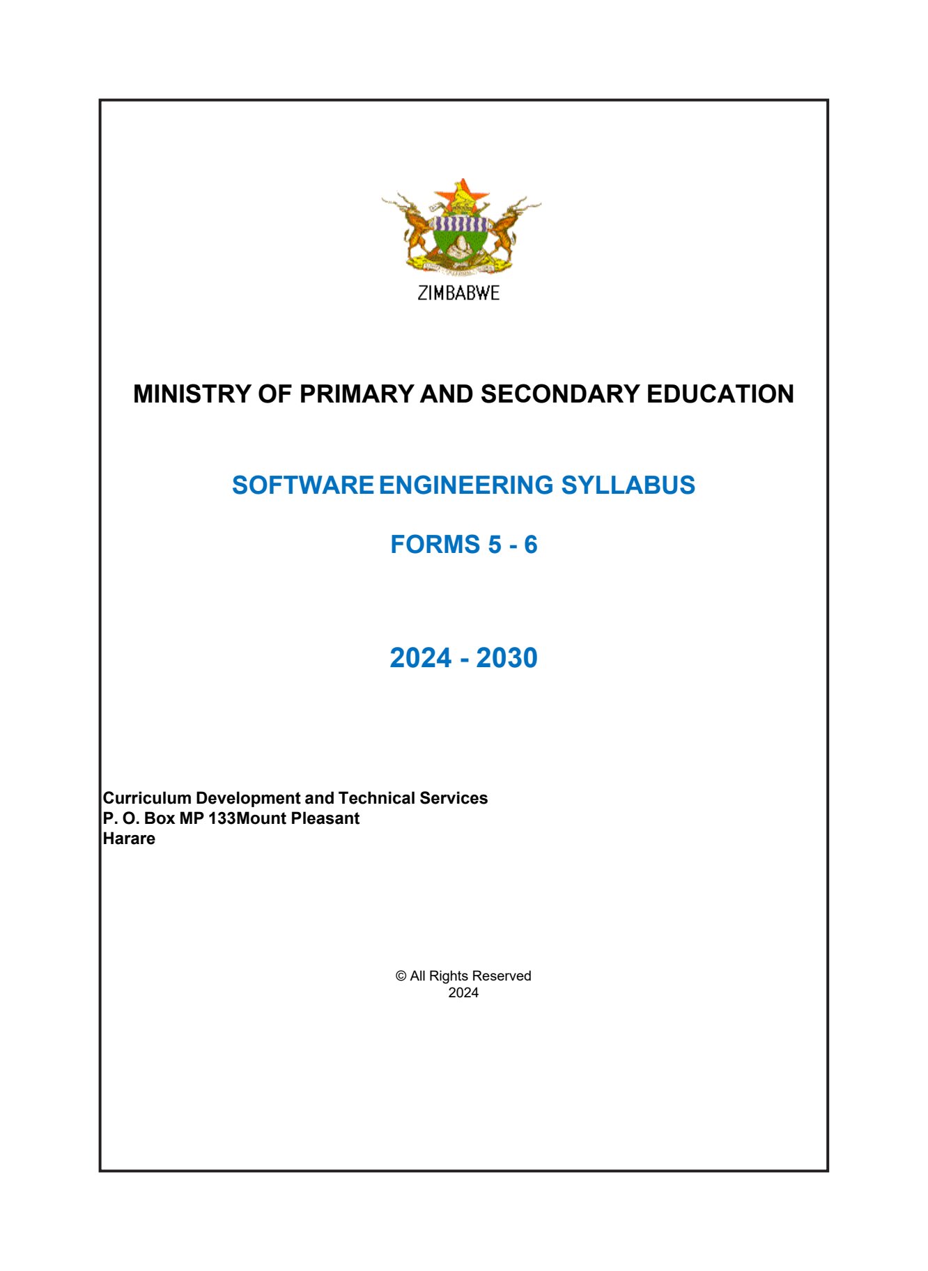 First page of Software Engineering Syllabus