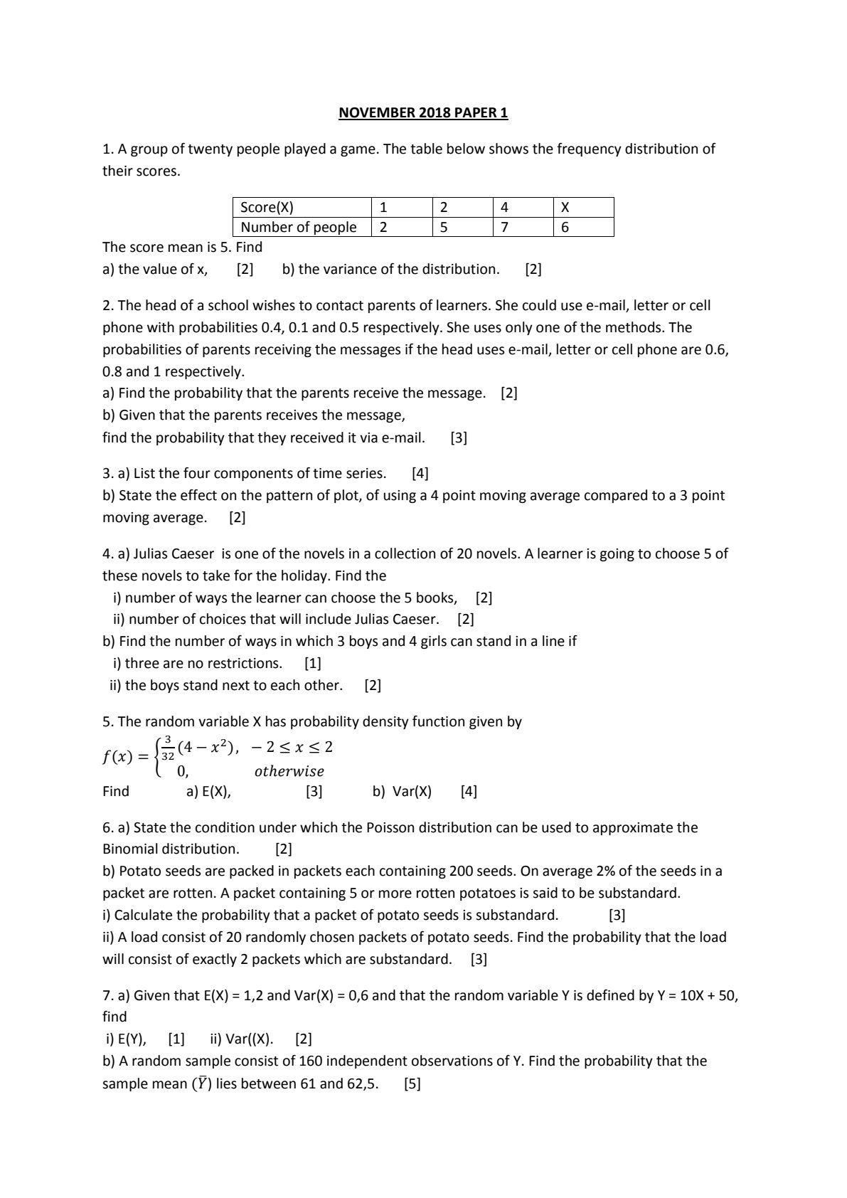 First page of STATISICS_PAPERS_2018_-_2019.pdf