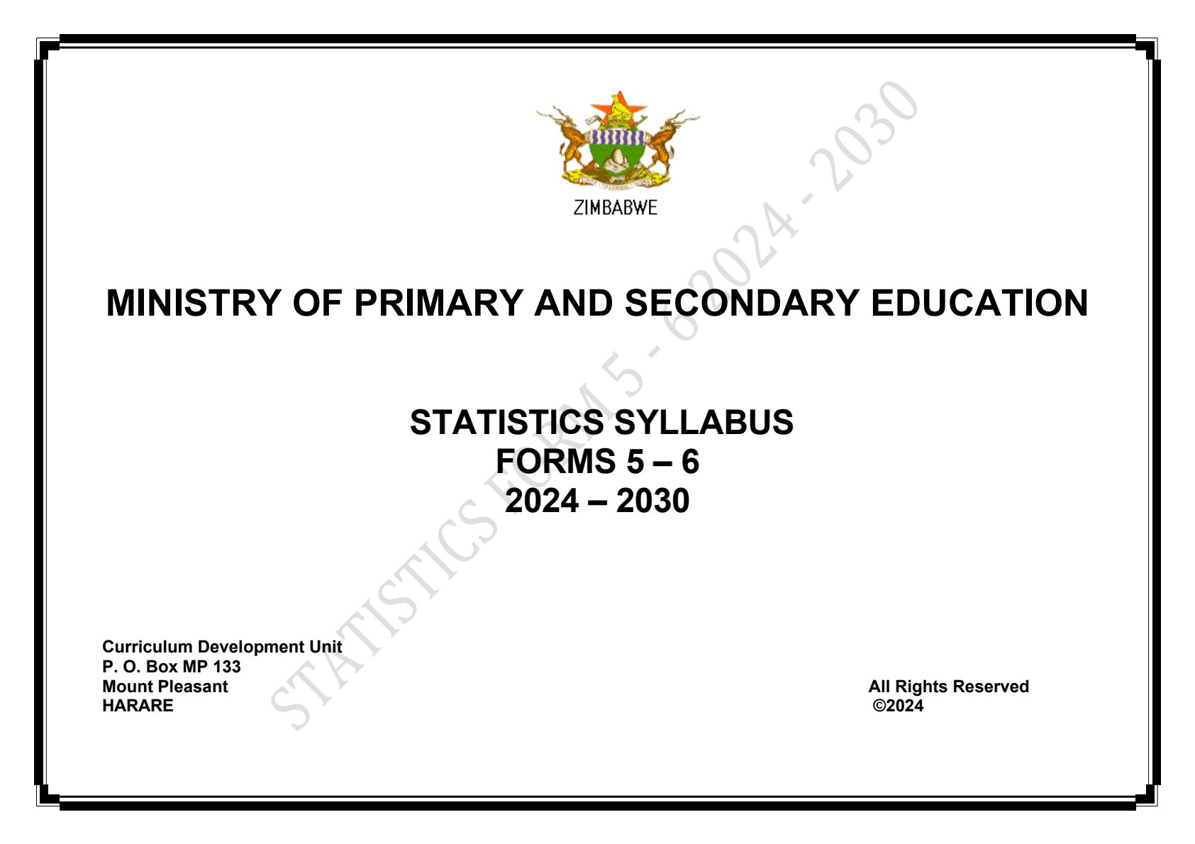 First page of Statistics HBC A level Syllabus_(0).pdf