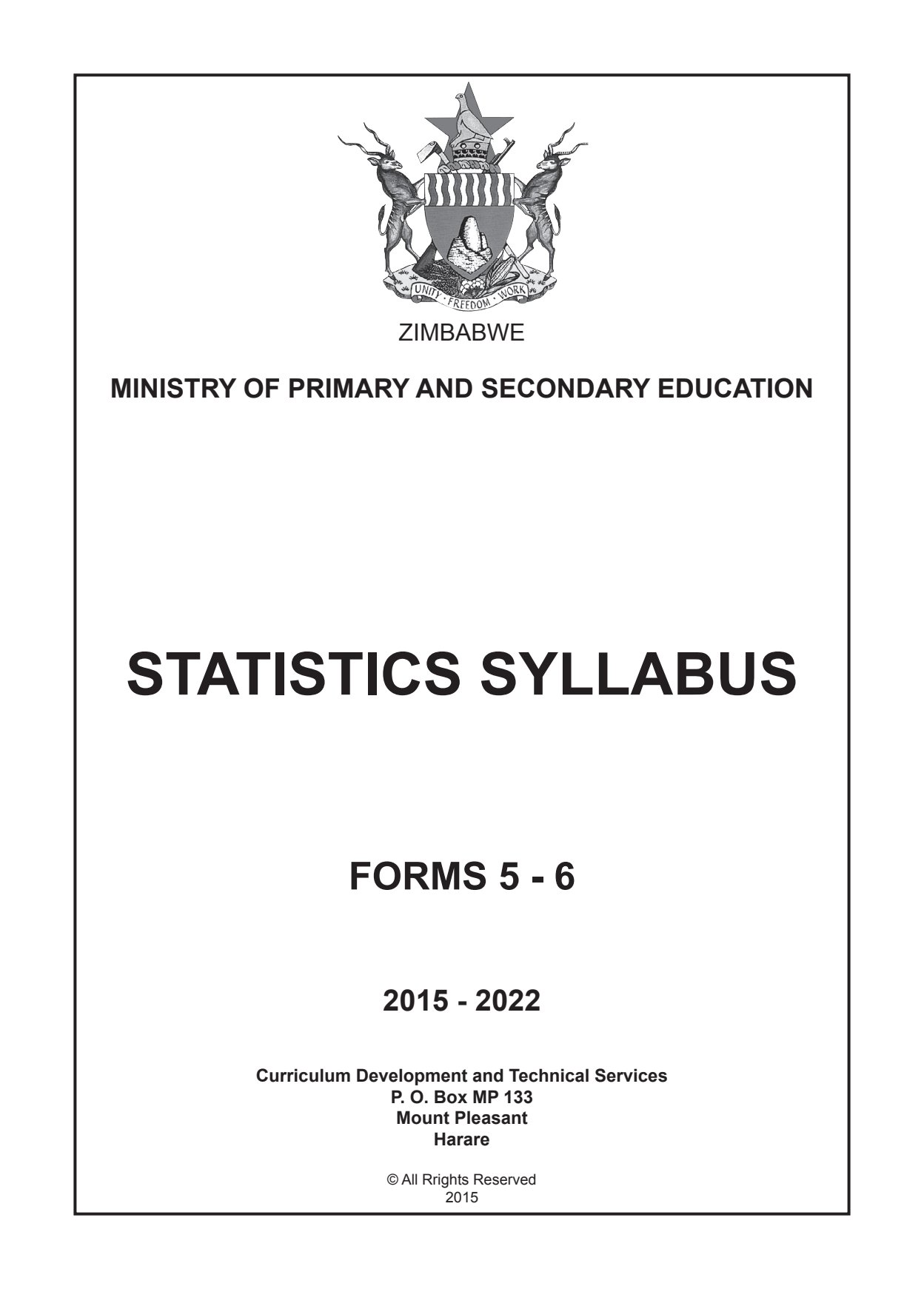 First page of Statistics Syllabus
