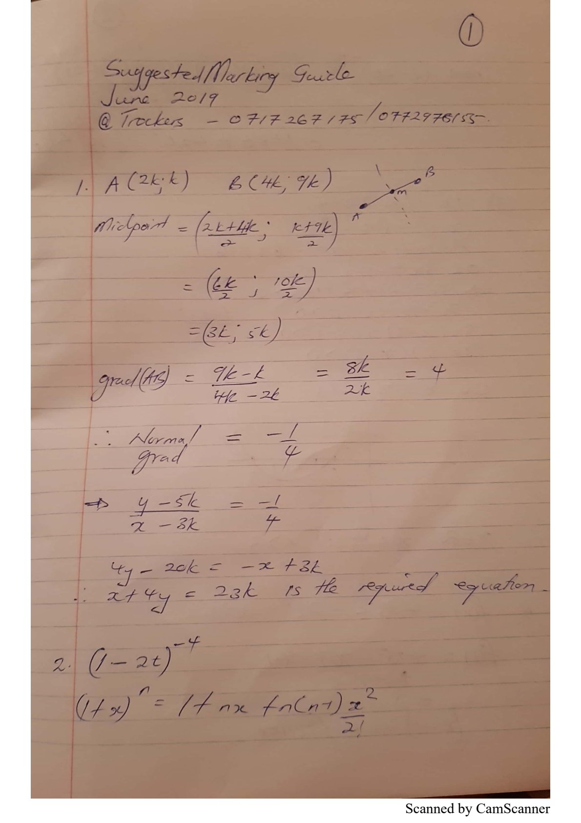 First page of Suggested Marking Guide June 2019