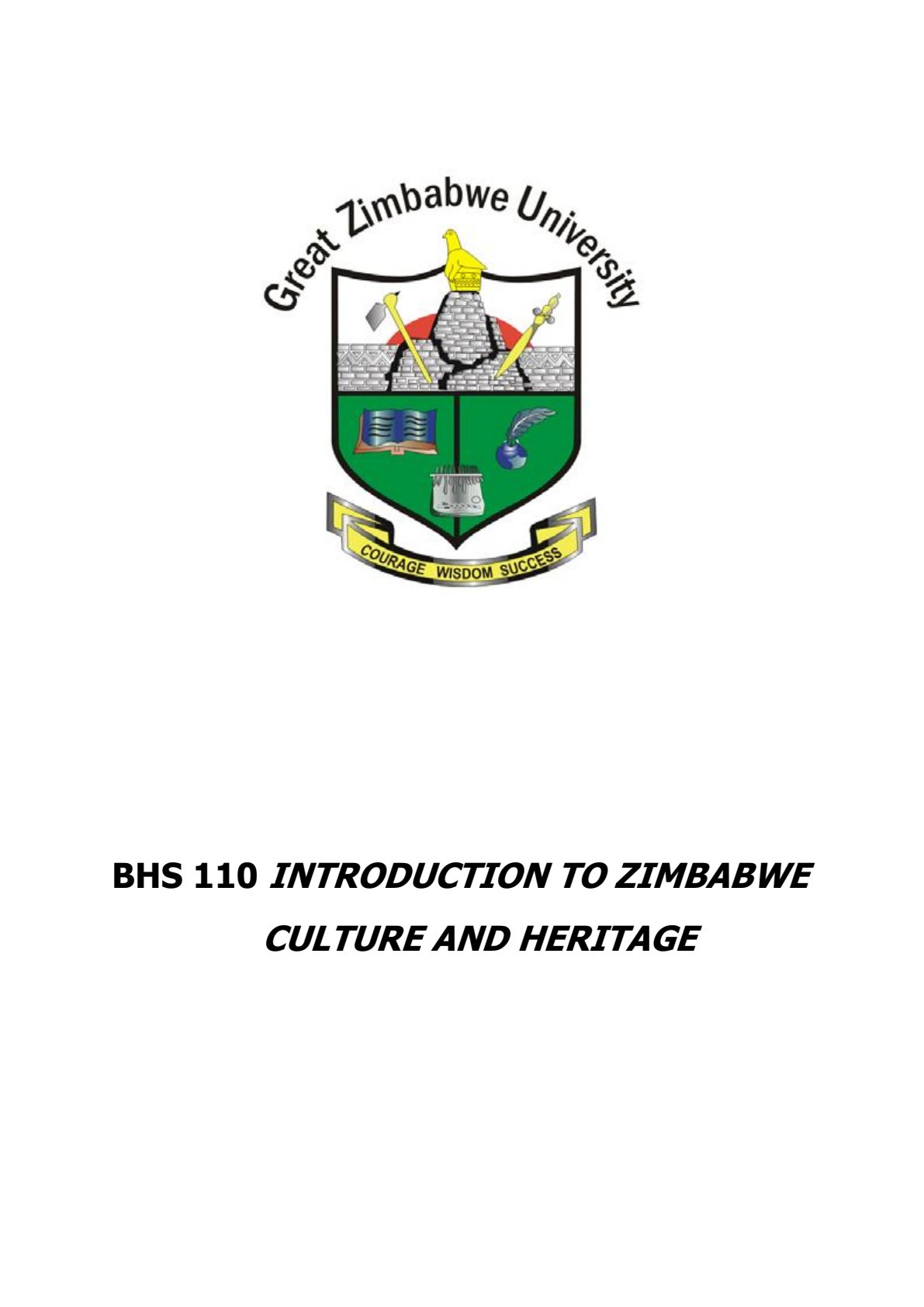 First page of Tertiary Family and Heritage Studies Zimbabwe Culture and Heritage Notes Zimbabwe