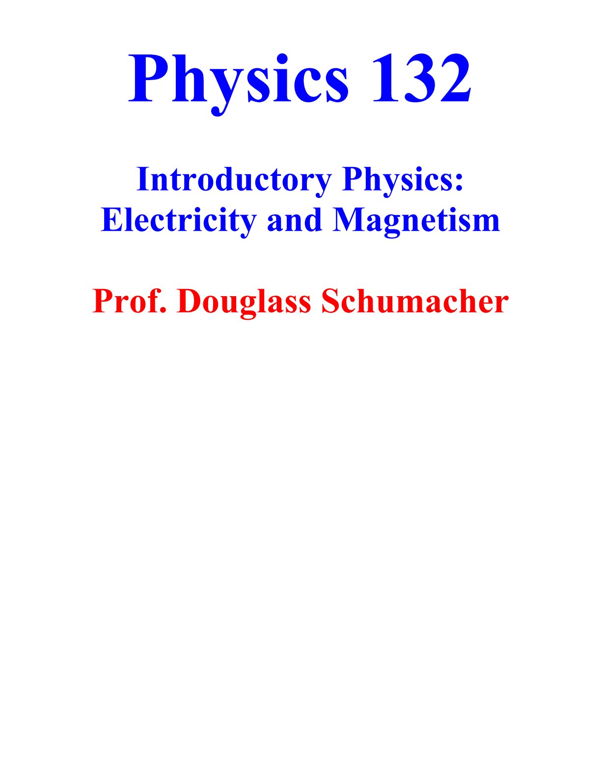 First page of Tertiary Physics Electricity and Magnetism Notes Zimbabwe