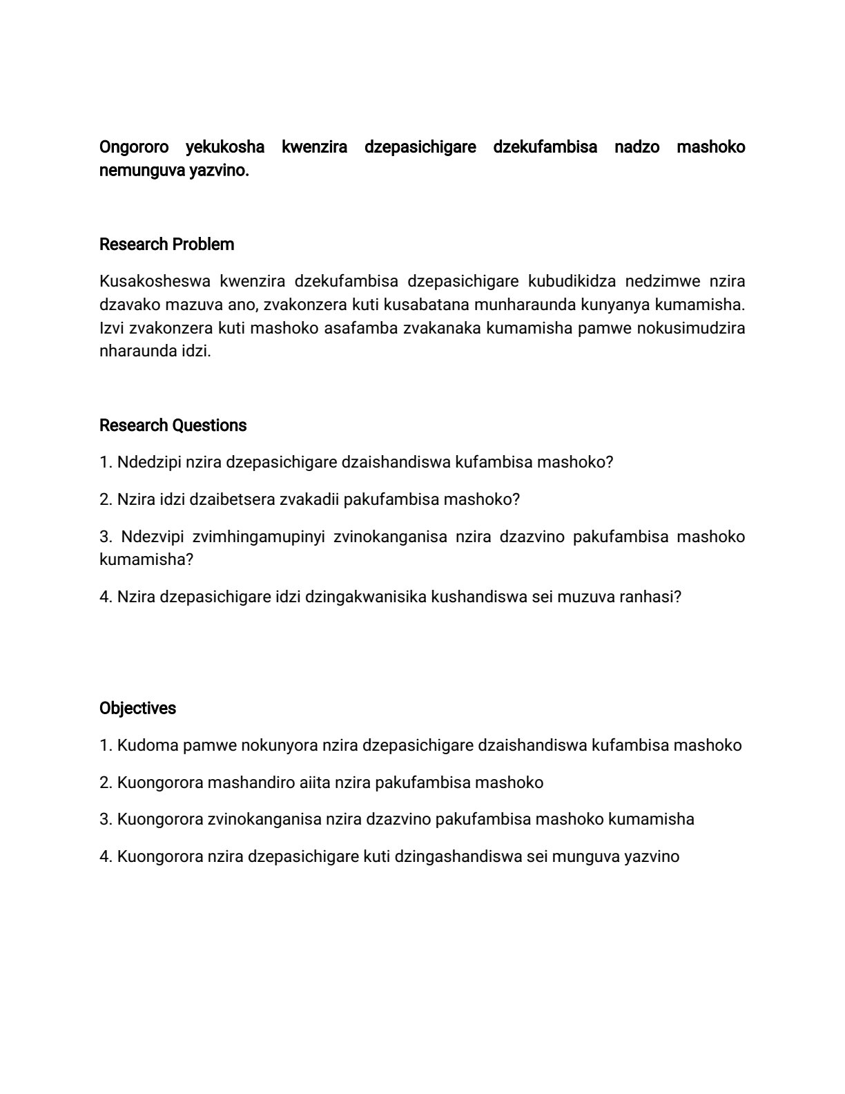 First page of Tertiary Shona Traditional Communication Methods Notes Zimbabwe