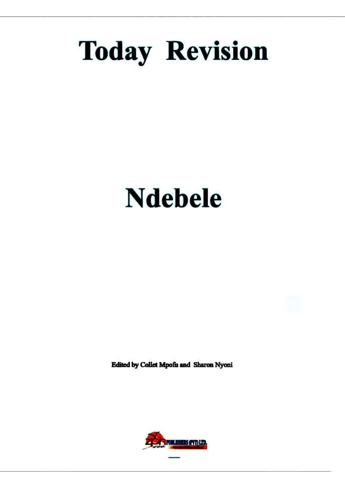 First page of Today Revision Ndebele