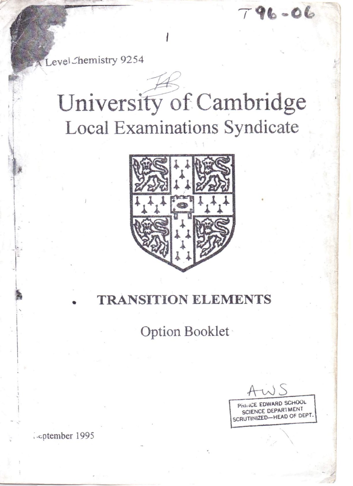 First page of Transition Elements Notes