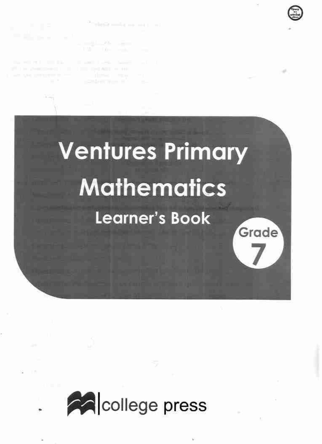 First page of Ventures Primary Mathematics Mathematics Grade 7