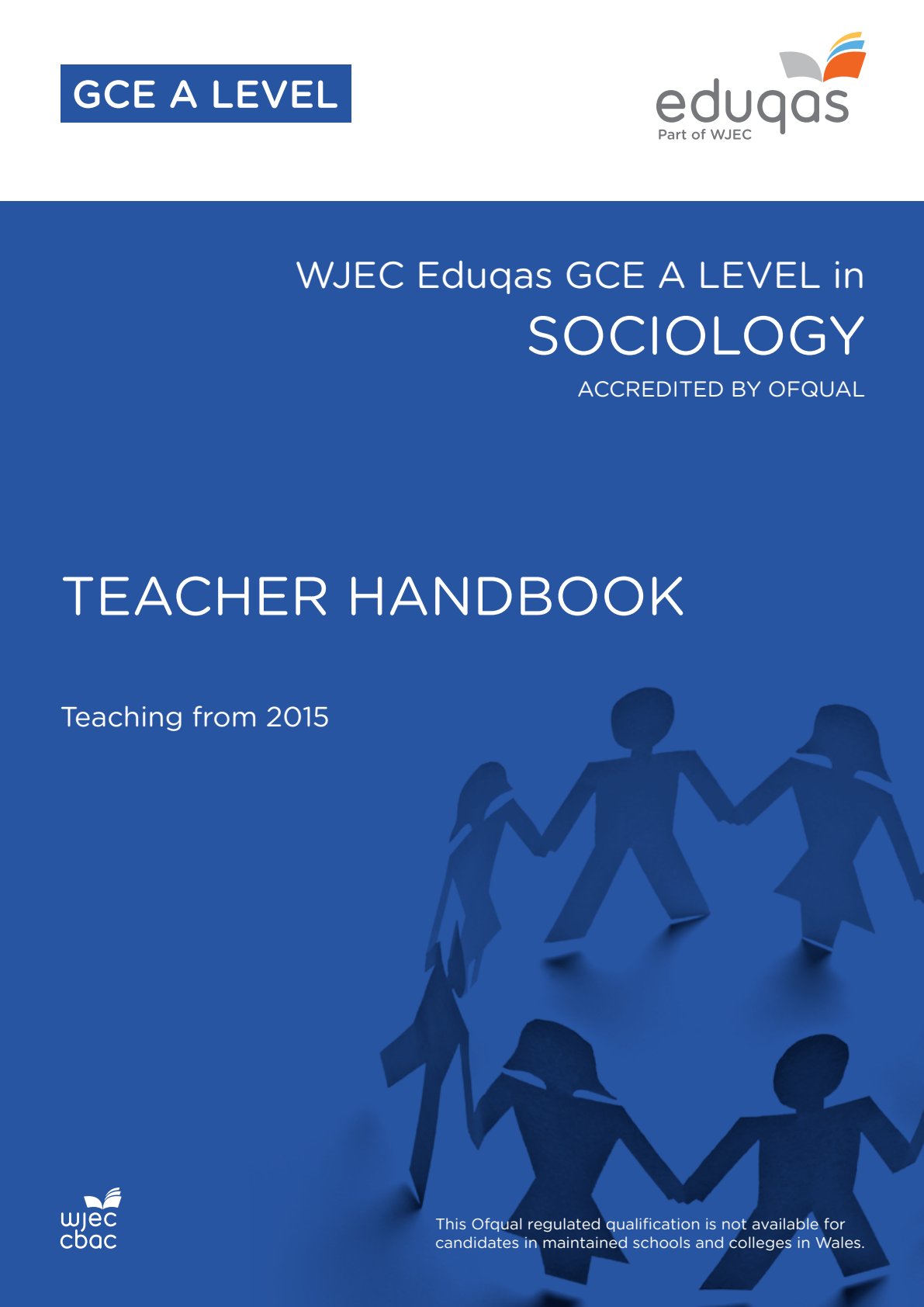 First page of WJEC A-Level Sociology 2015 Study Guide