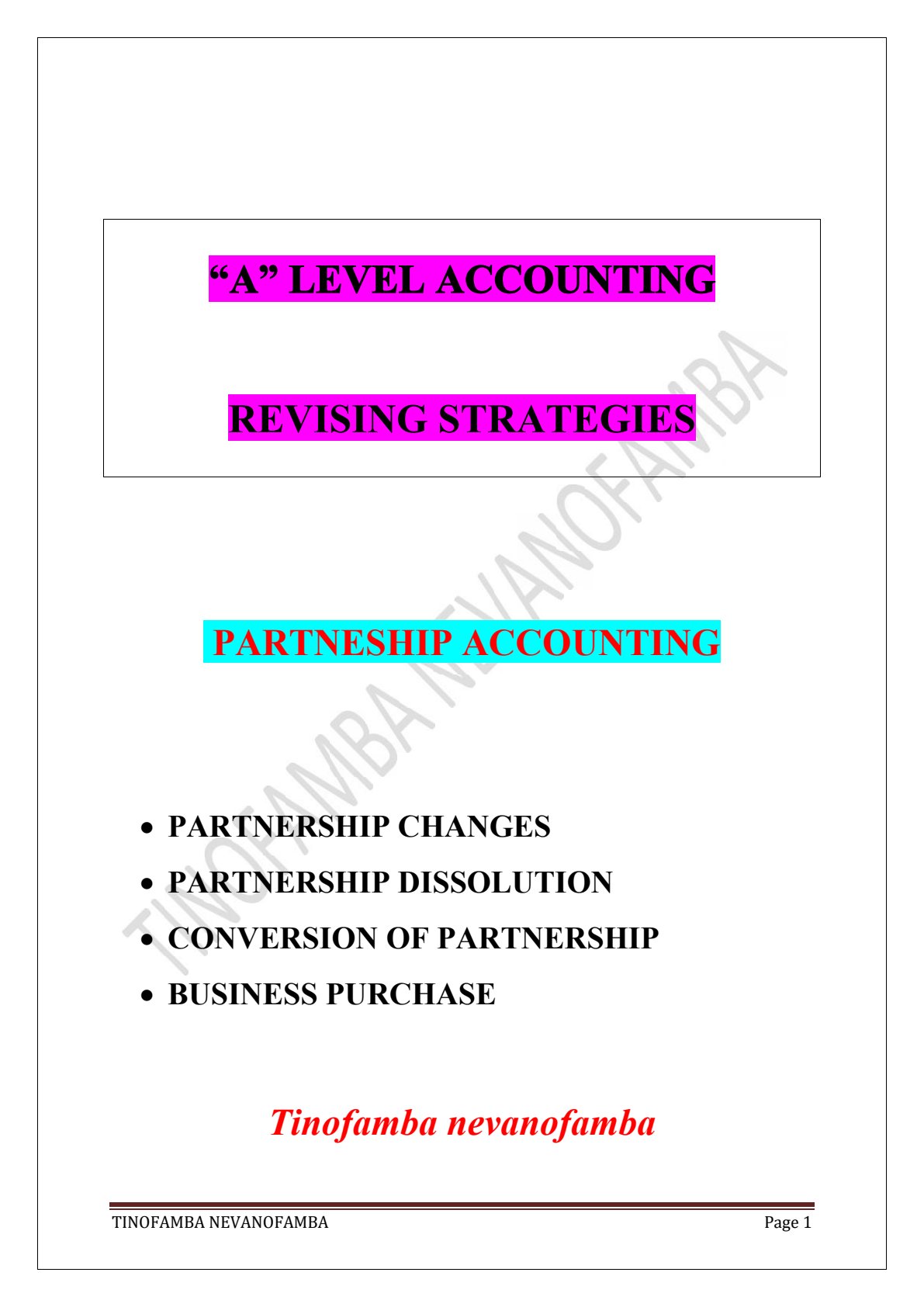 First page of ZIMSEC A-Level Accounting Study Guide