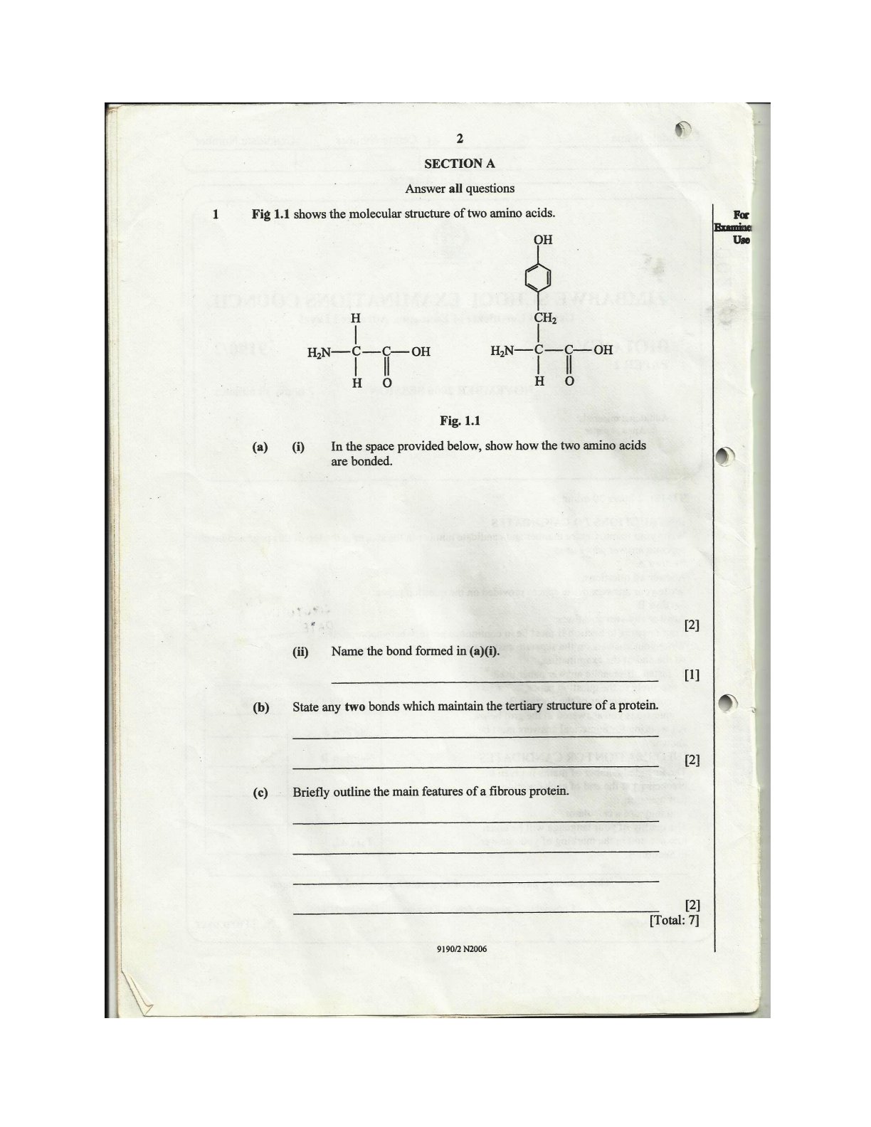 First page of ZIMSEC A-Level Biology Paper 2 November 2006 Question Paper