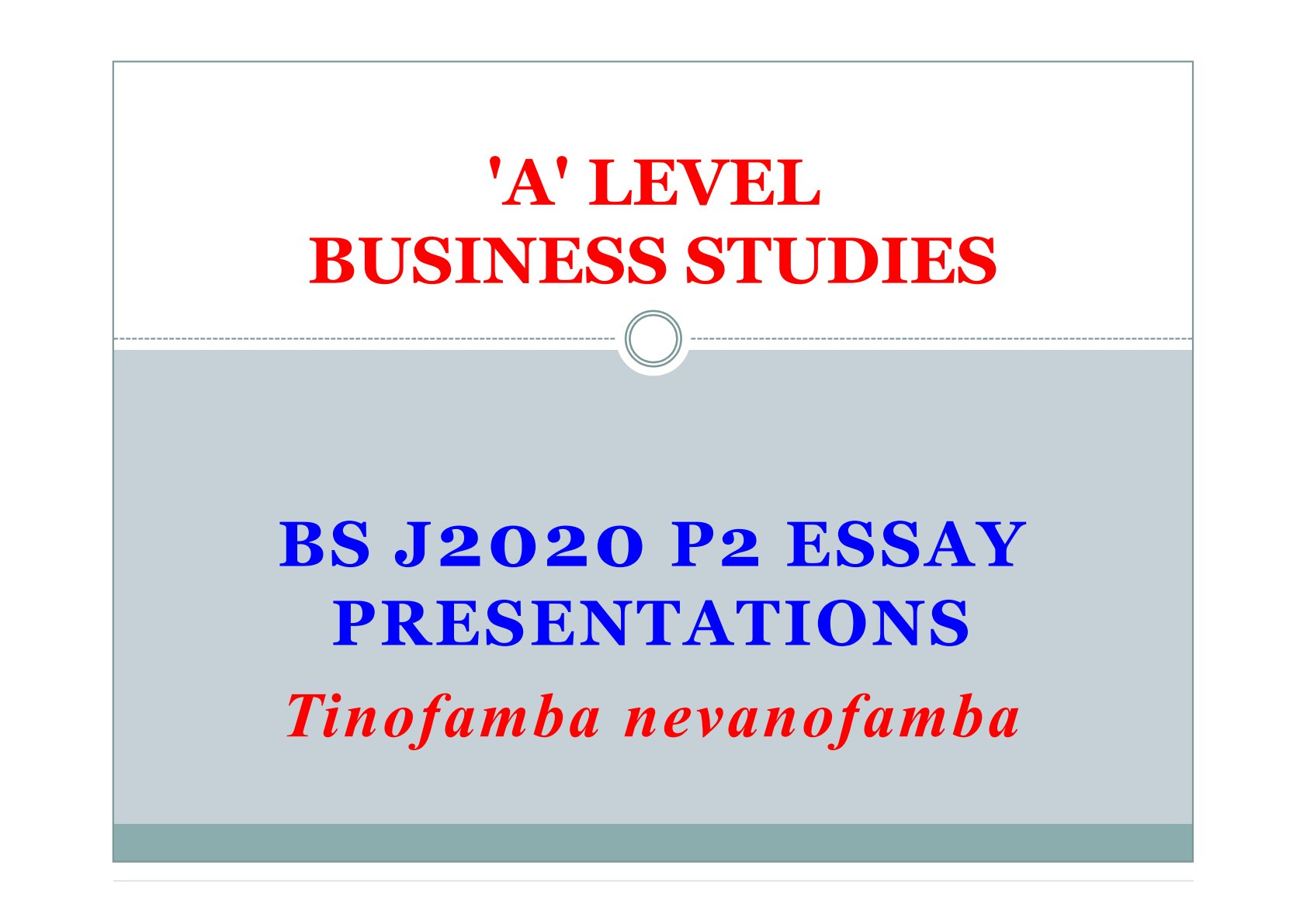 First page of ZIMSEC A-Level Business Studies 2020 Study Guide