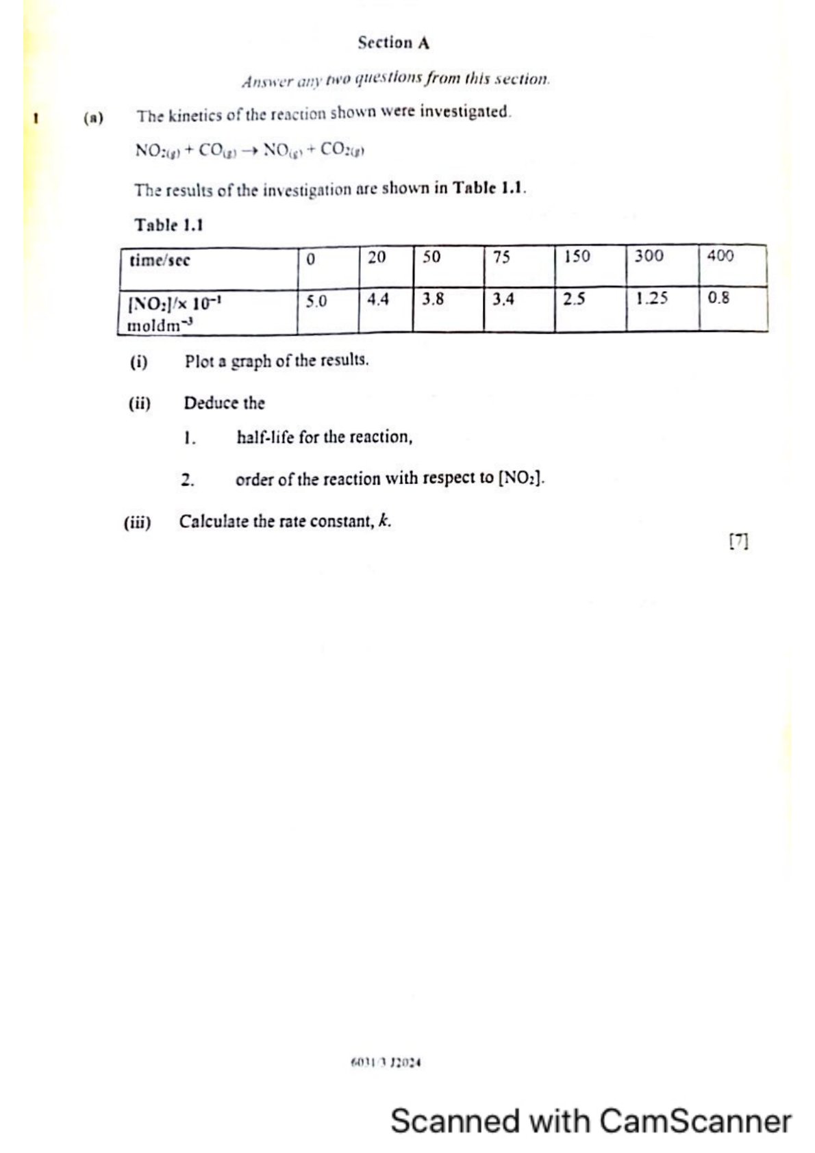 First page of ZIMSEC A-Level Chemistry Paper 3 June 2024 Question Paper