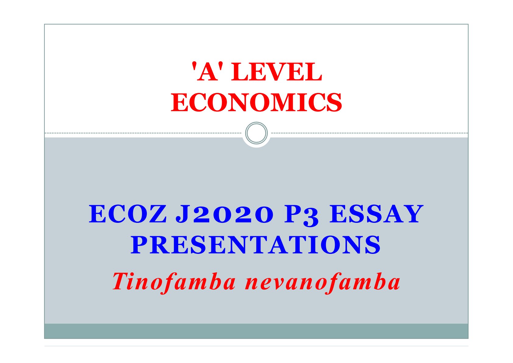 First page of ZIMSEC A-Level Economics 2020 Study Guide