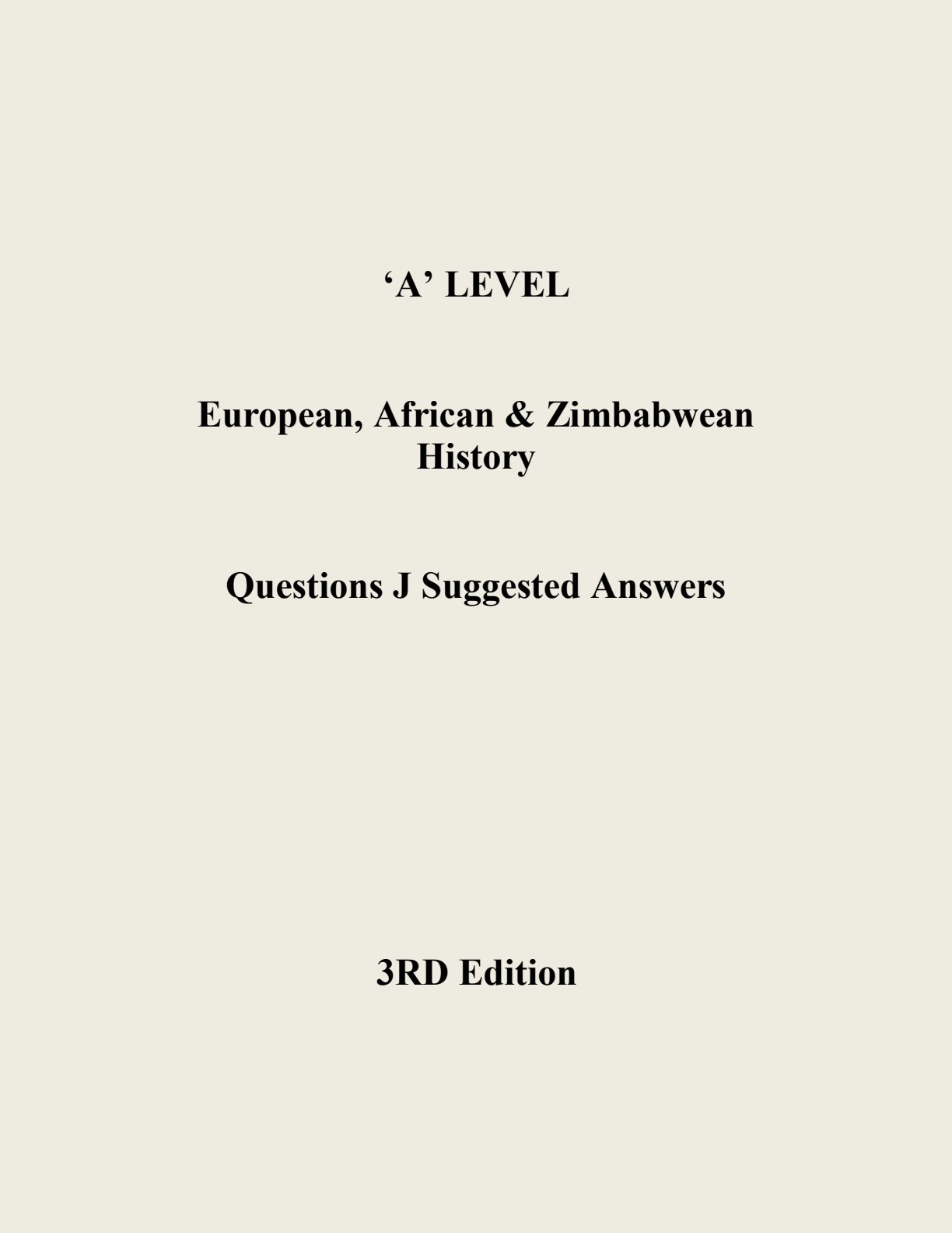 First page of ZIMSEC A-Level History Study Guide