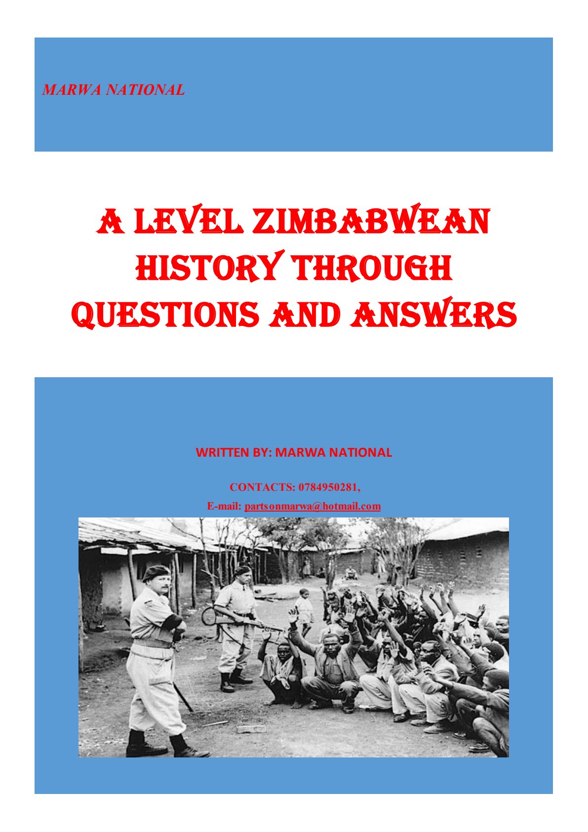 First page of ZIMSEC A-Level History Study Guide