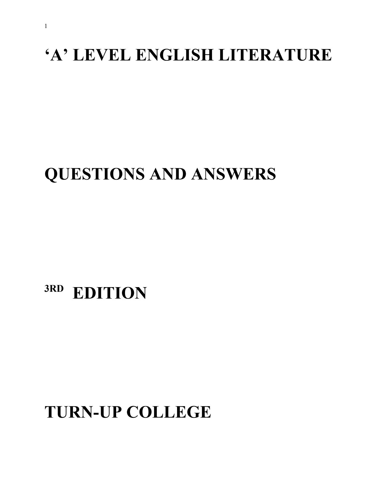 First page of ZIMSEC A-Level Literature in English 2013-2016 Study Guide