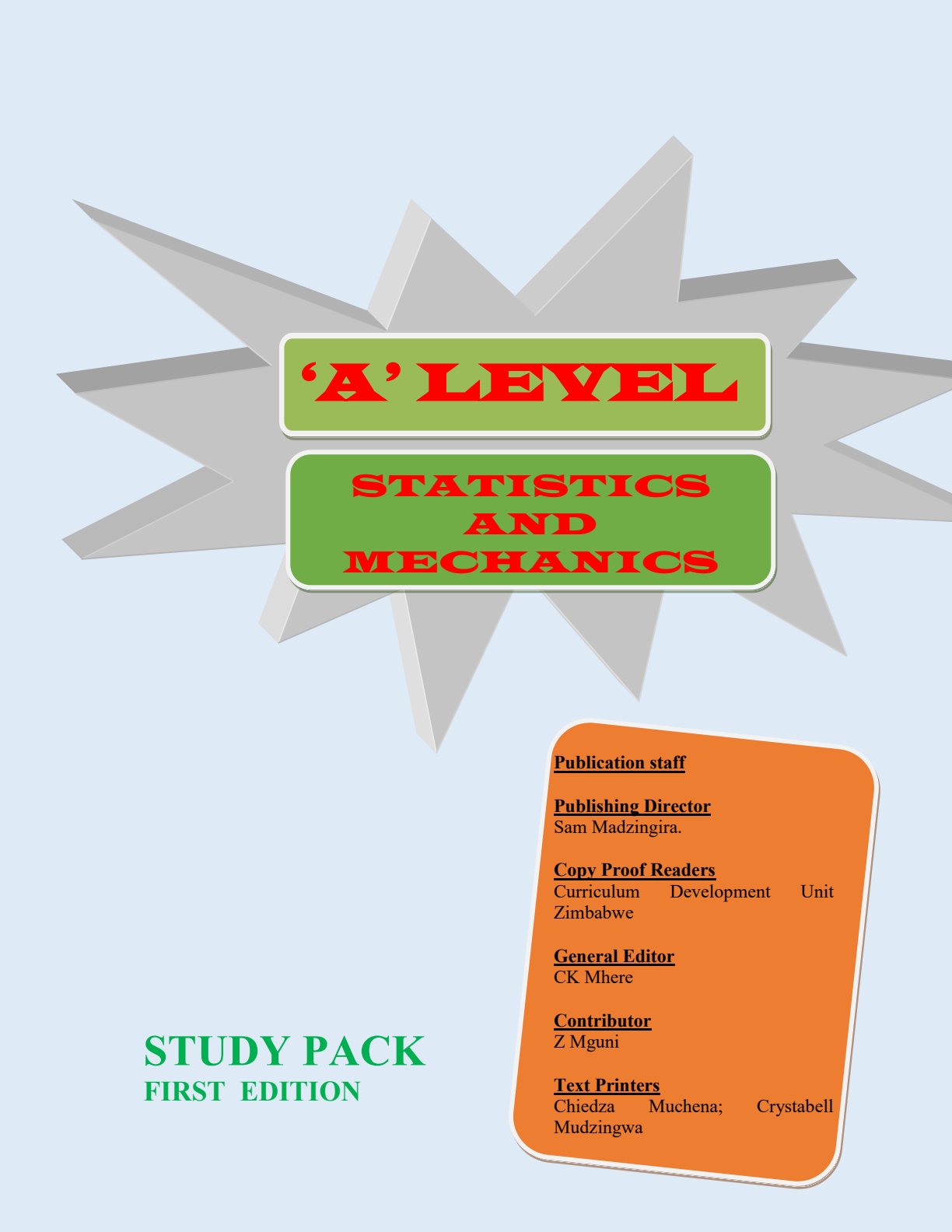 First page of ZIMSEC A-Level Mathematics Study Guide
