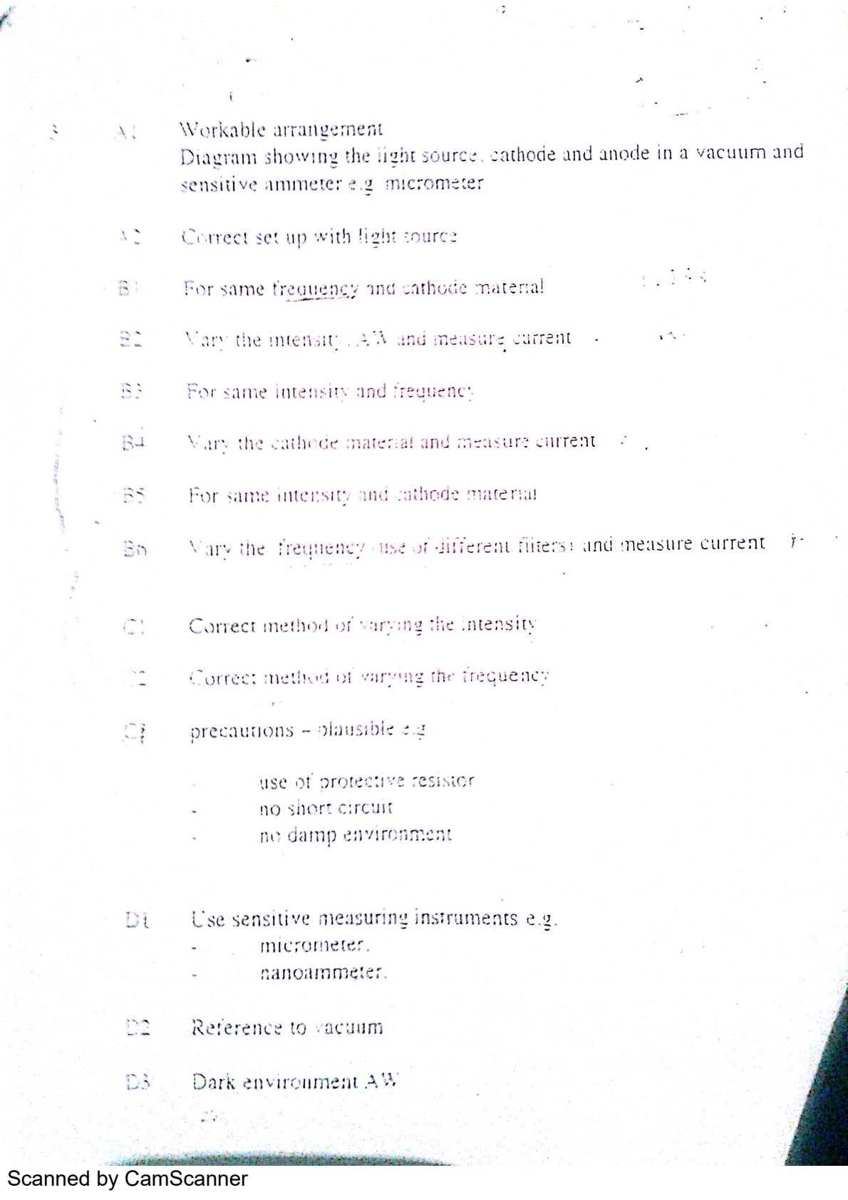 First page of ZIMSEC A-Level Physics Paper 4 November 2015 Marking Scheme