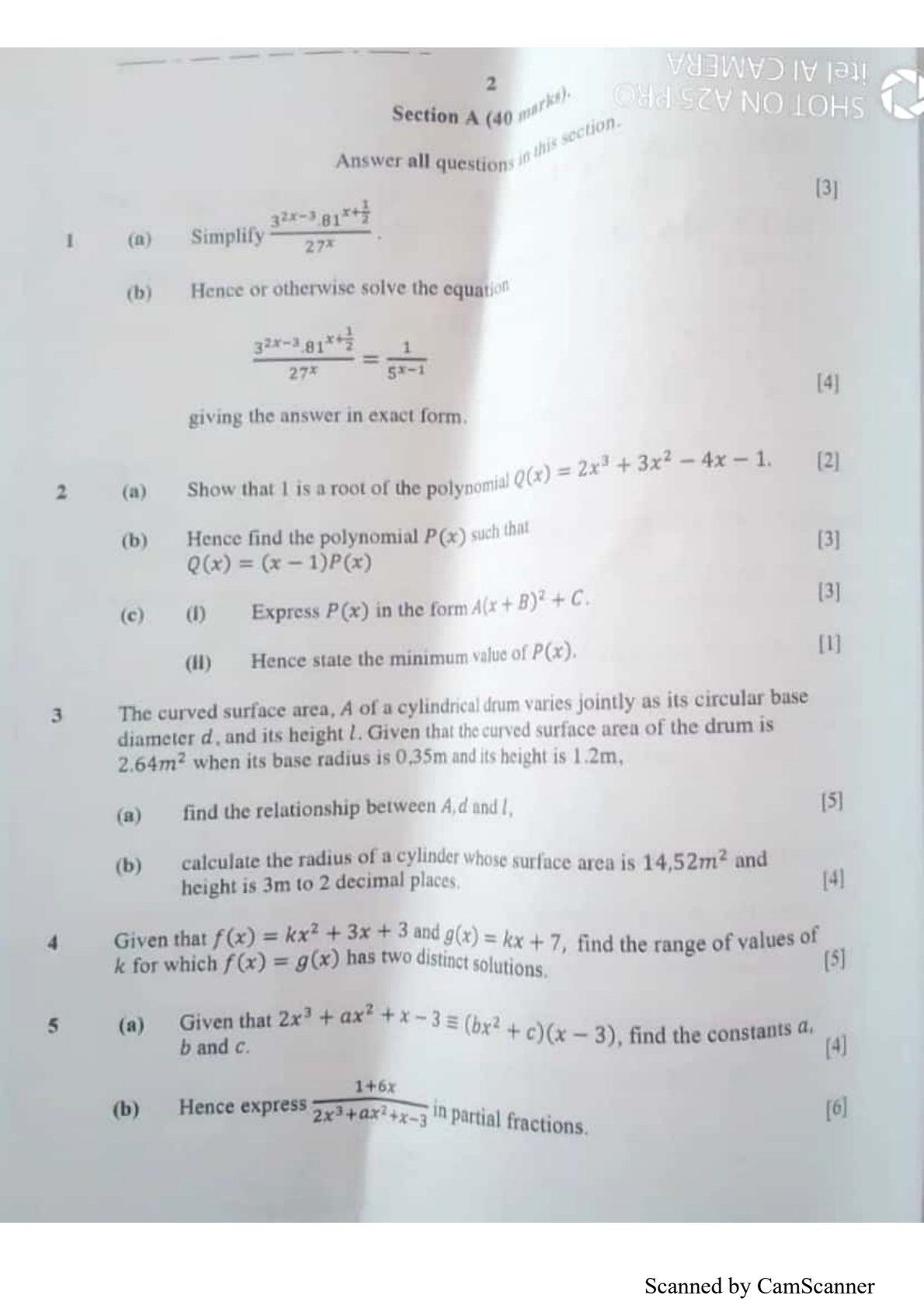 First page of ZIMSEC A-Level Pure Mathematics Paper 2 2023 Question Paper