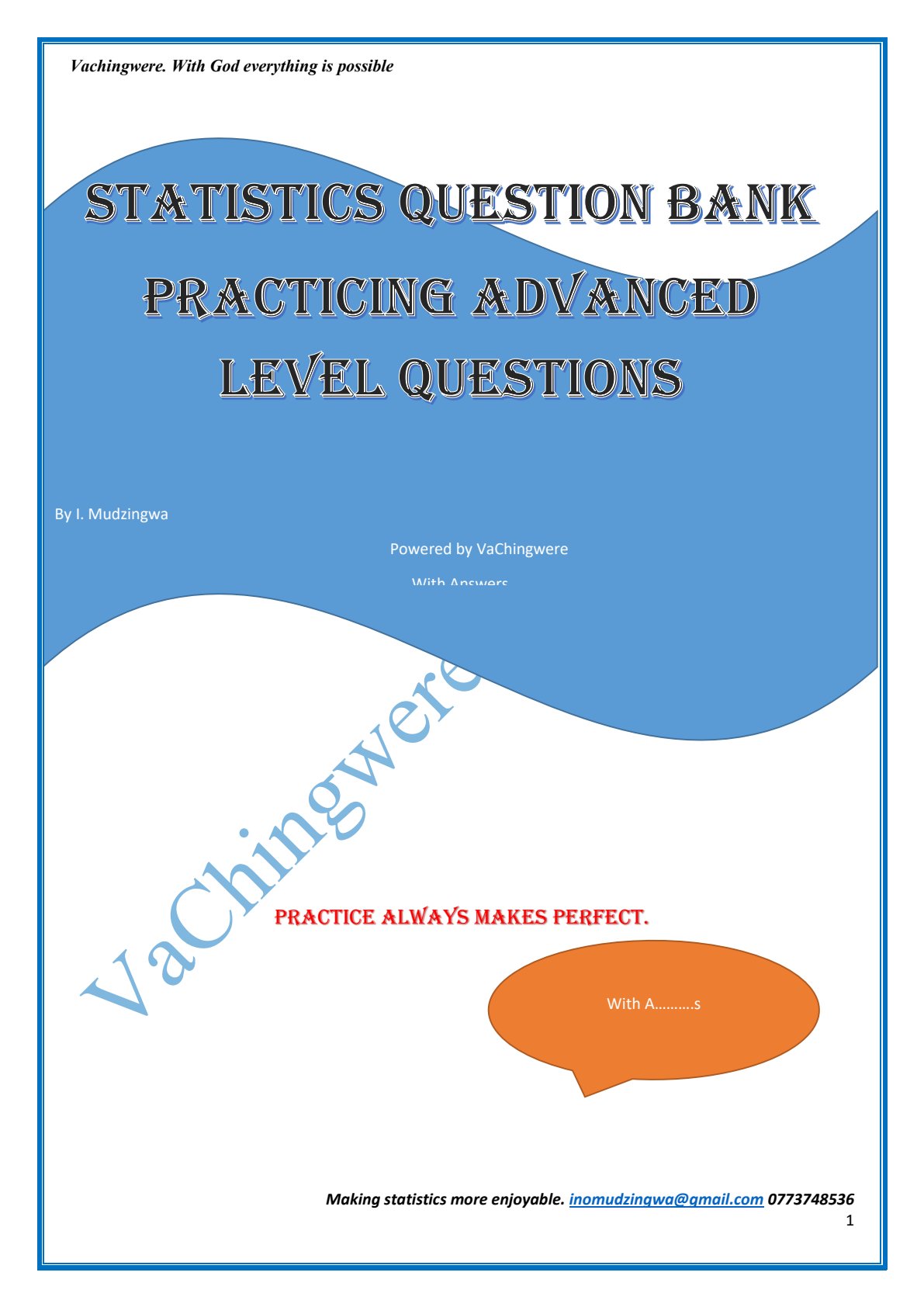 First page of ZIMSEC A-Level Statistics Study Guide
