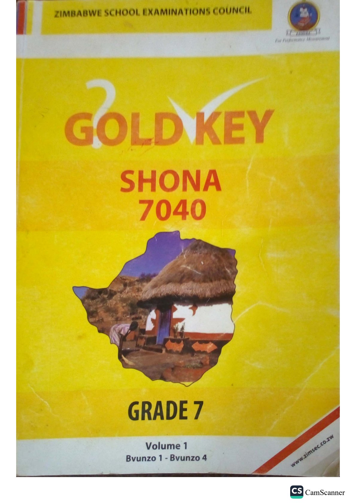 First page of ZIMSEC Grade 7 Shona Gold Key Study Guide