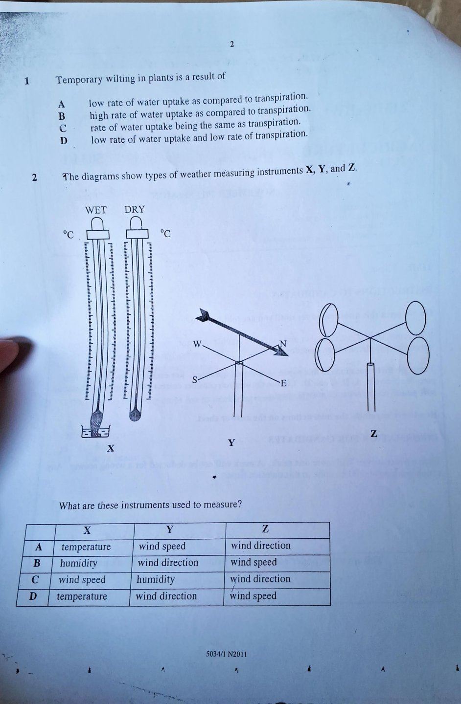 First page of ZIMSEC O-Level Agriculture Paper 1 November 2011 Question Paper
