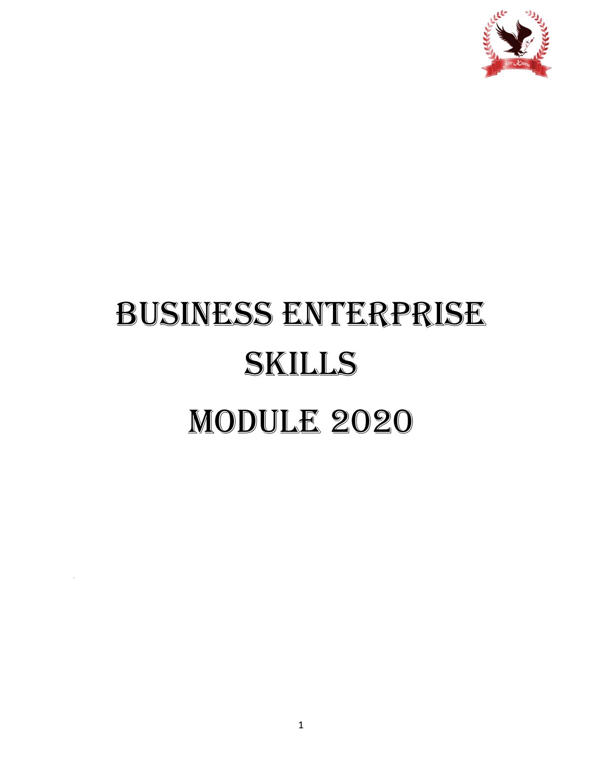 First page of ZIMSEC O-Level Business Enterprise Skills 2020 Study Guide
