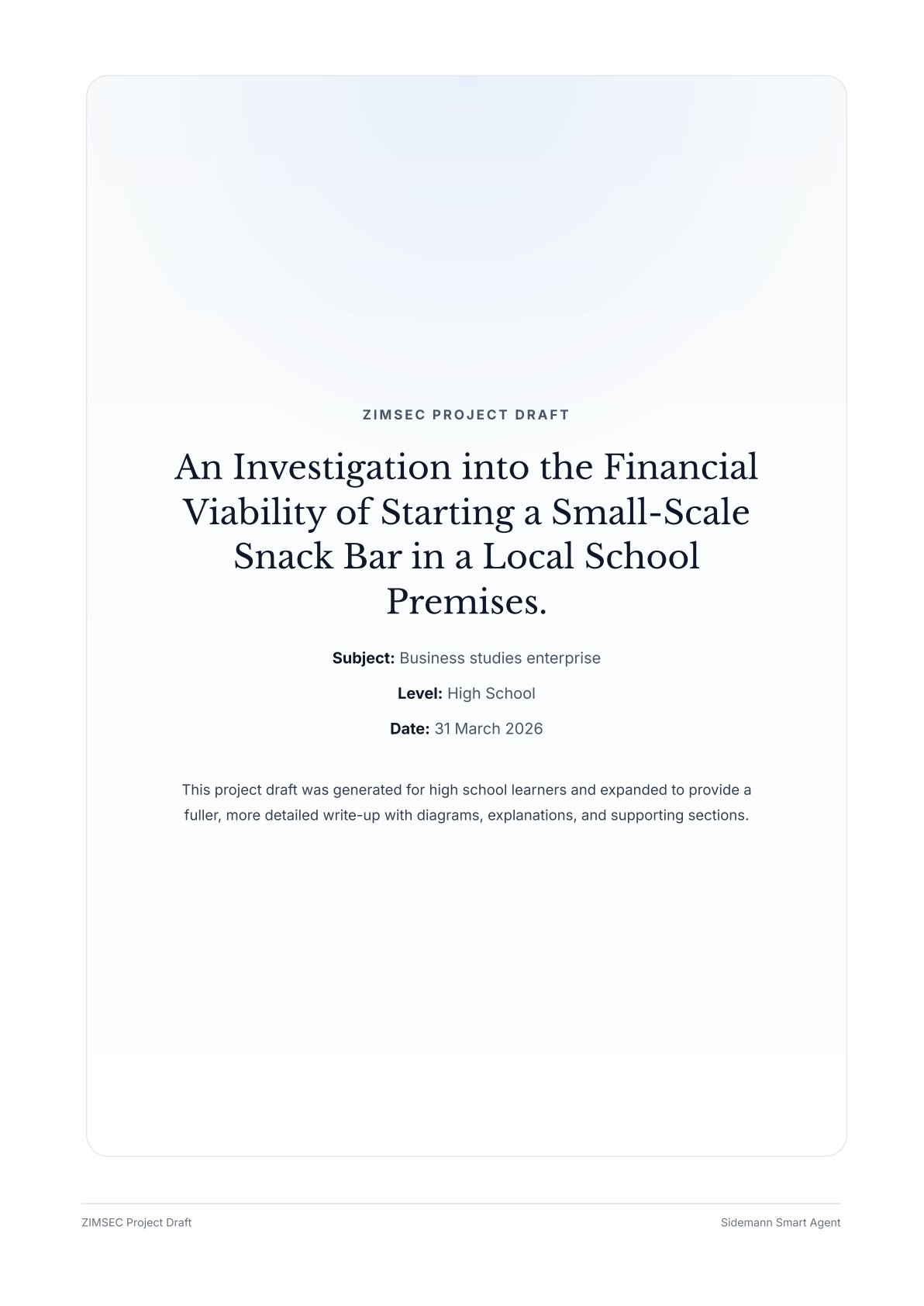 First page of ZIMSEC O-Level Business Enterprise Skills 2026 Study Guide