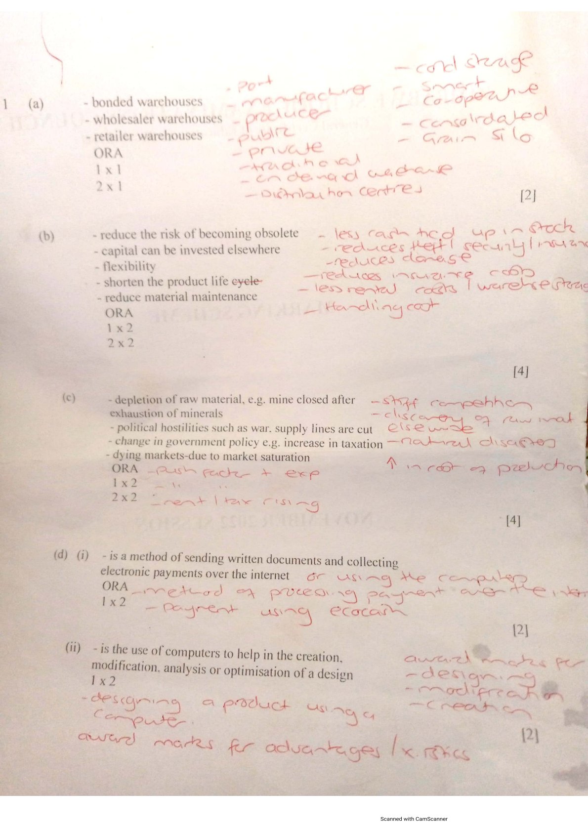 First page of ZIMSEC O-Level Business Enterprise Skills Paper 1 November 2022 Marking Scheme