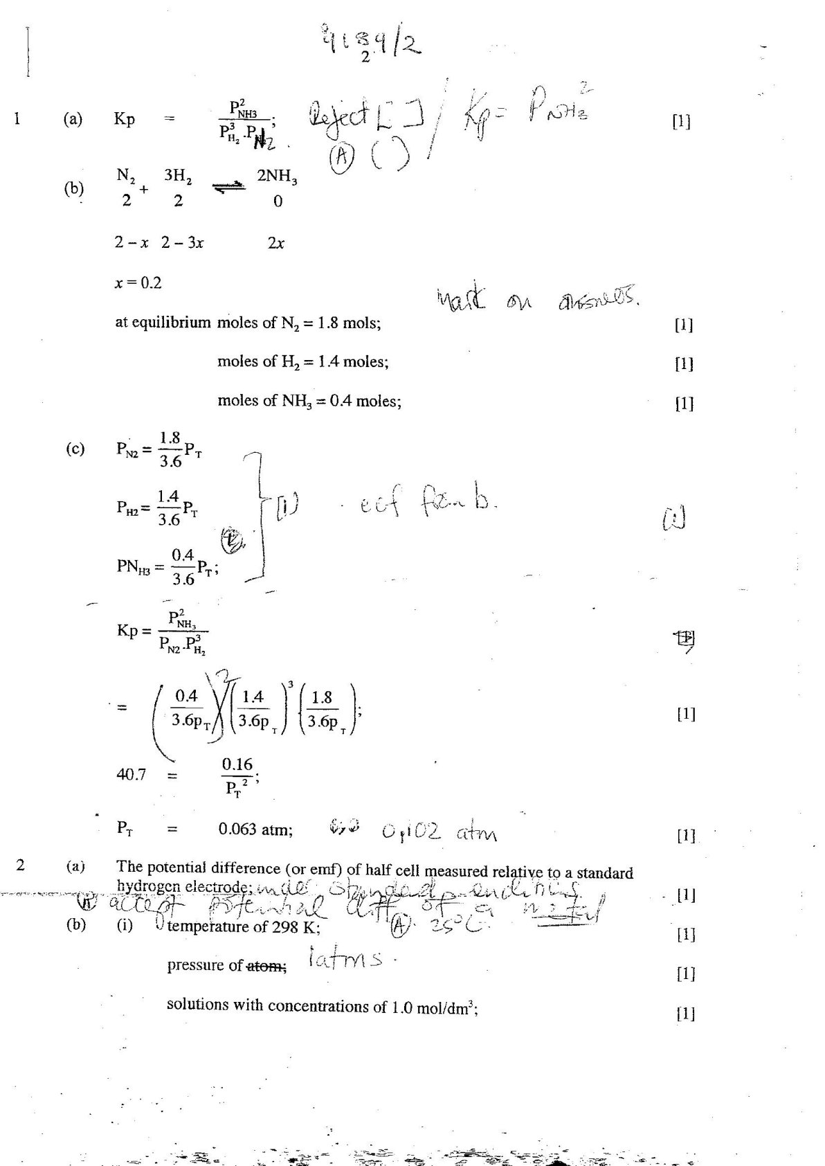 First page of ZIMSEC O-Level Chemistry Paper 2 November 2014 Marking Scheme
